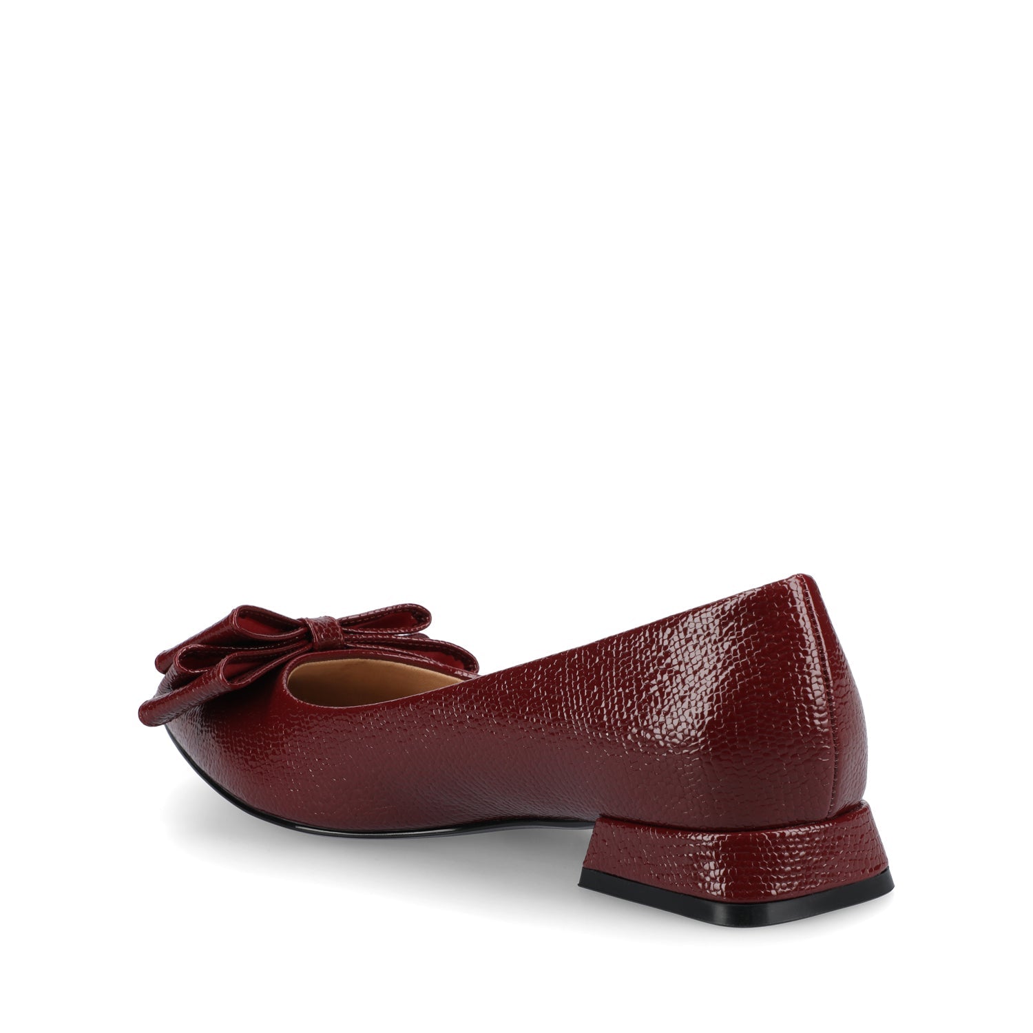OPHELIA LOW BLOCK CROCO BALLET FLATS - Oxblood Croco