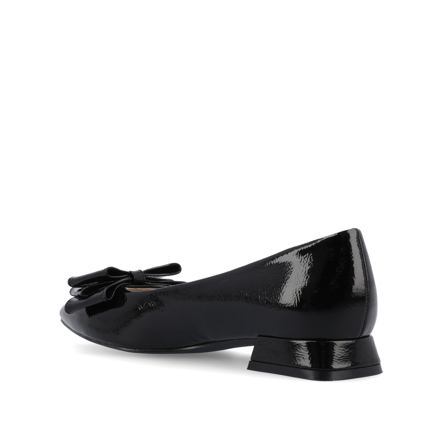 OPHELIA LOW BLOCK BALLET FLATS VEGAN LEATHER - Patent/Black