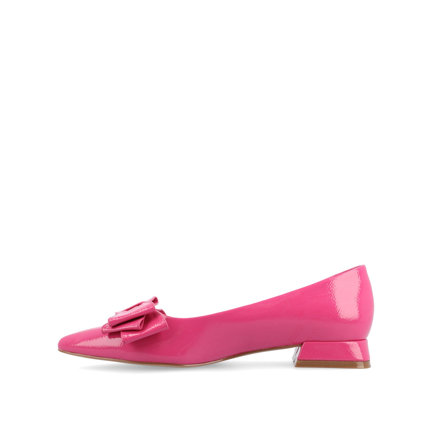 OPHELIA LOW BLOCK BALLET FLATS VEGAN LEATHER - Patent/Pink