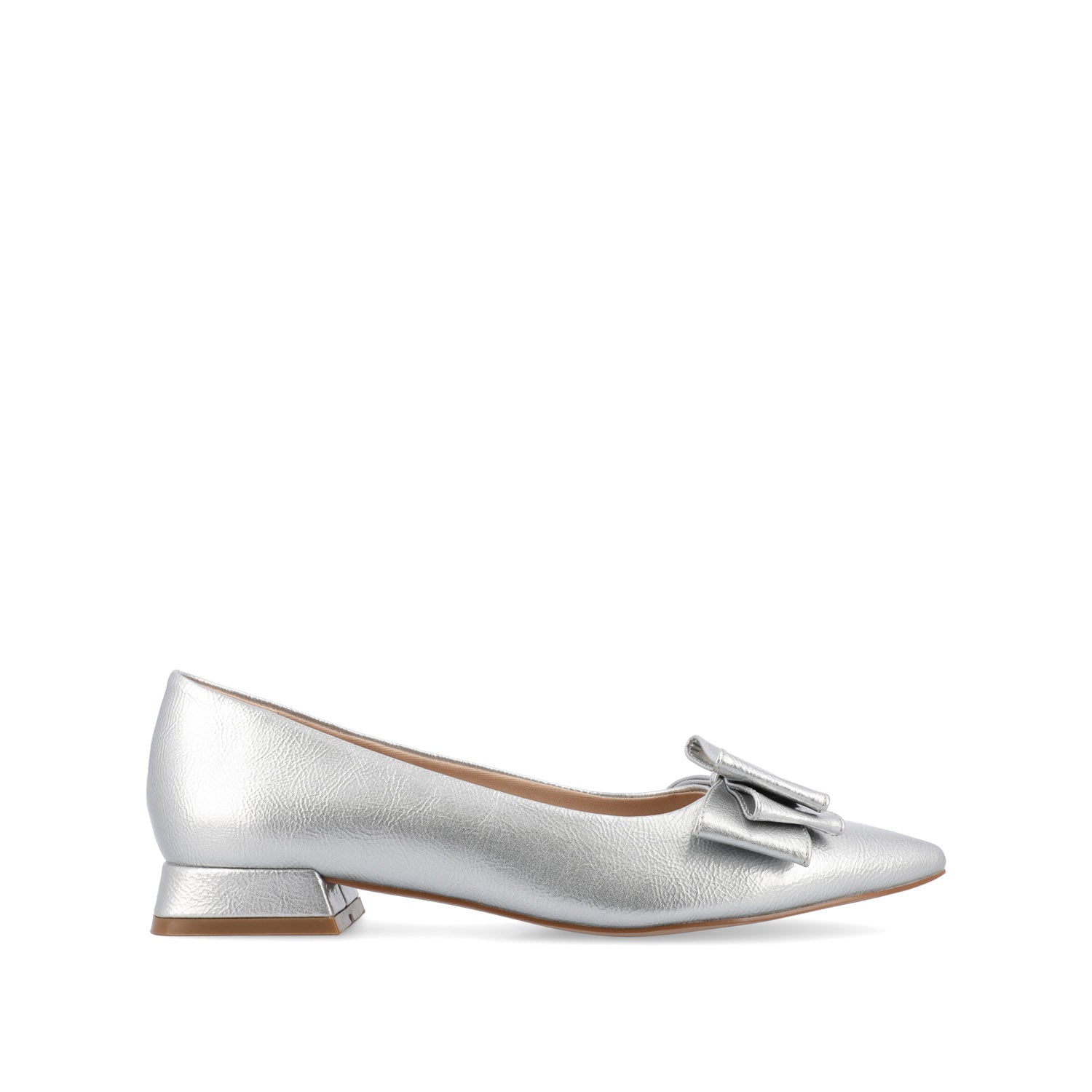 OPHELIA LOW BLOCK BALLET FLATS VEGAN LEATHER IN WIDE - Silver