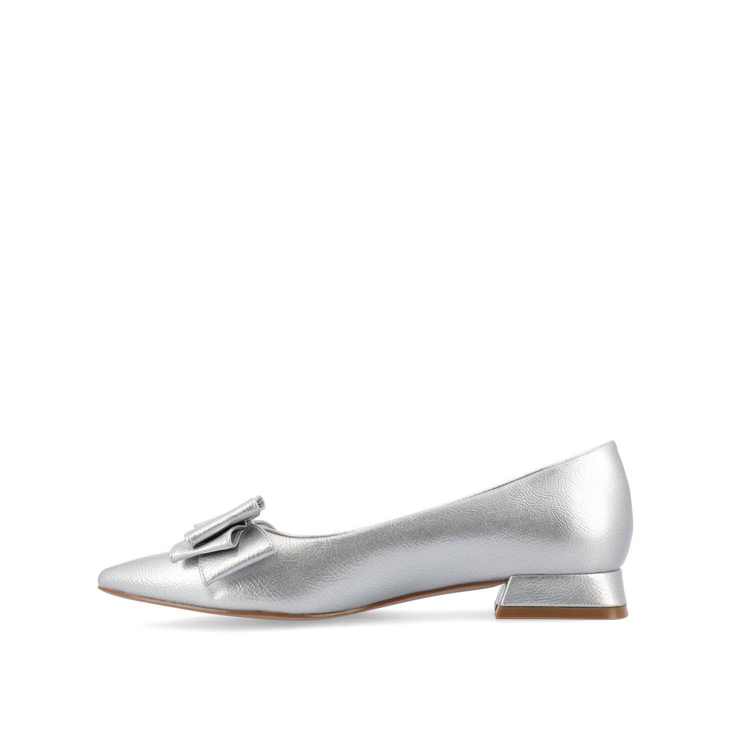 OPHELIA LOW BLOCK BALLET FLATS VEGAN LEATHER IN WIDE - Silver