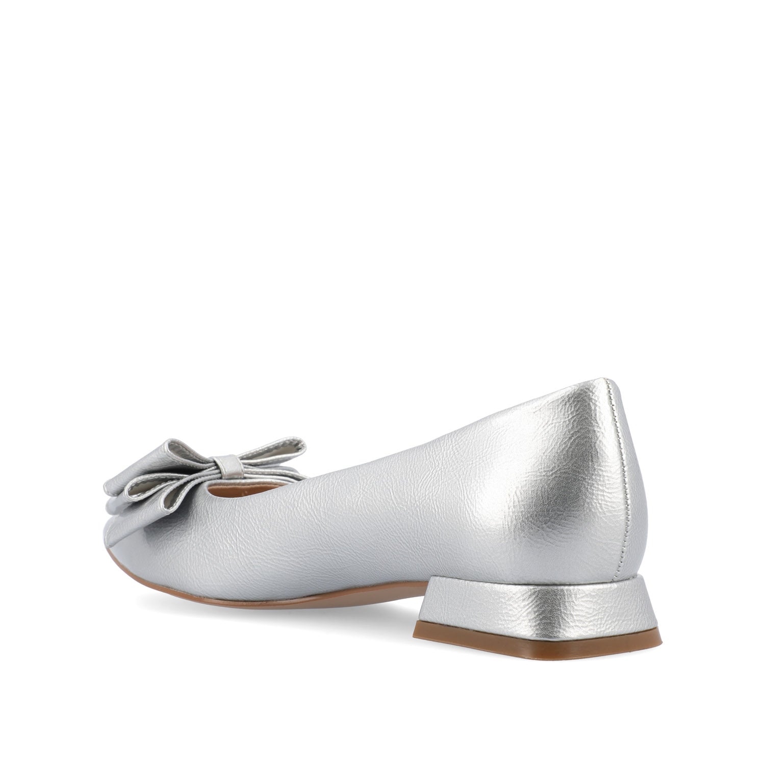 OPHELIA LOW BLOCK BALLET FLATS VEGAN LEATHER IN WIDE - Silver