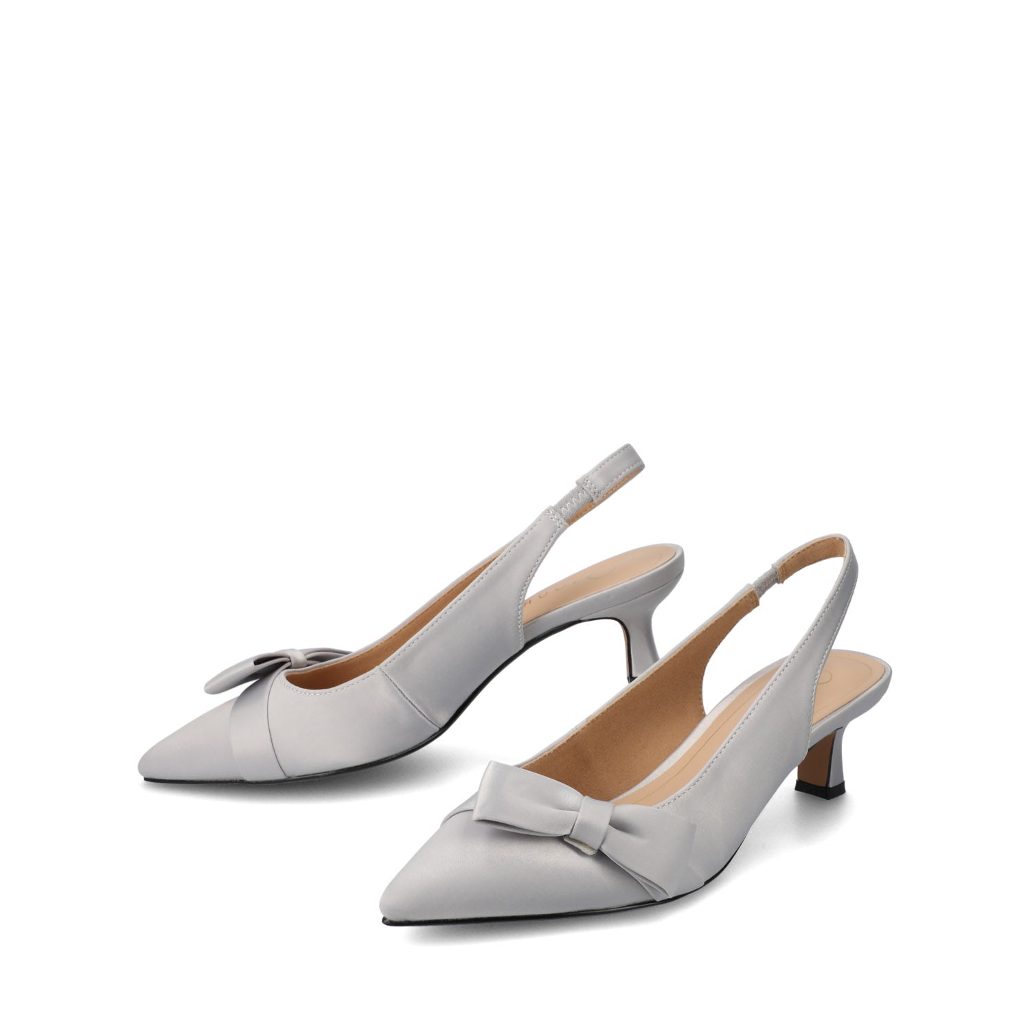 PALOMA SLINGBACK KITTEN HEELS - Silver Satin