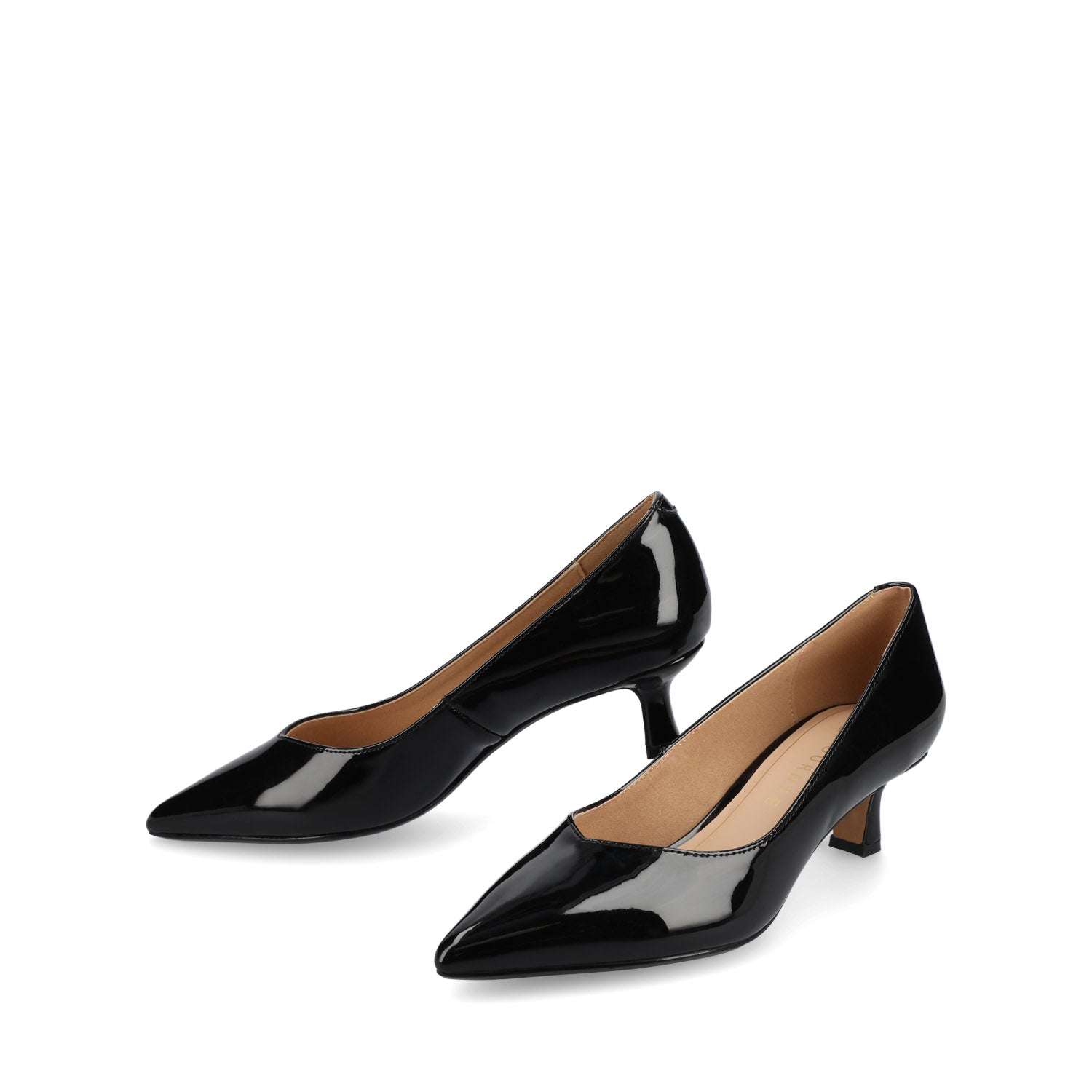 PAMMIE PATENT KITTEN HEELS IN WIDE - Black Patent