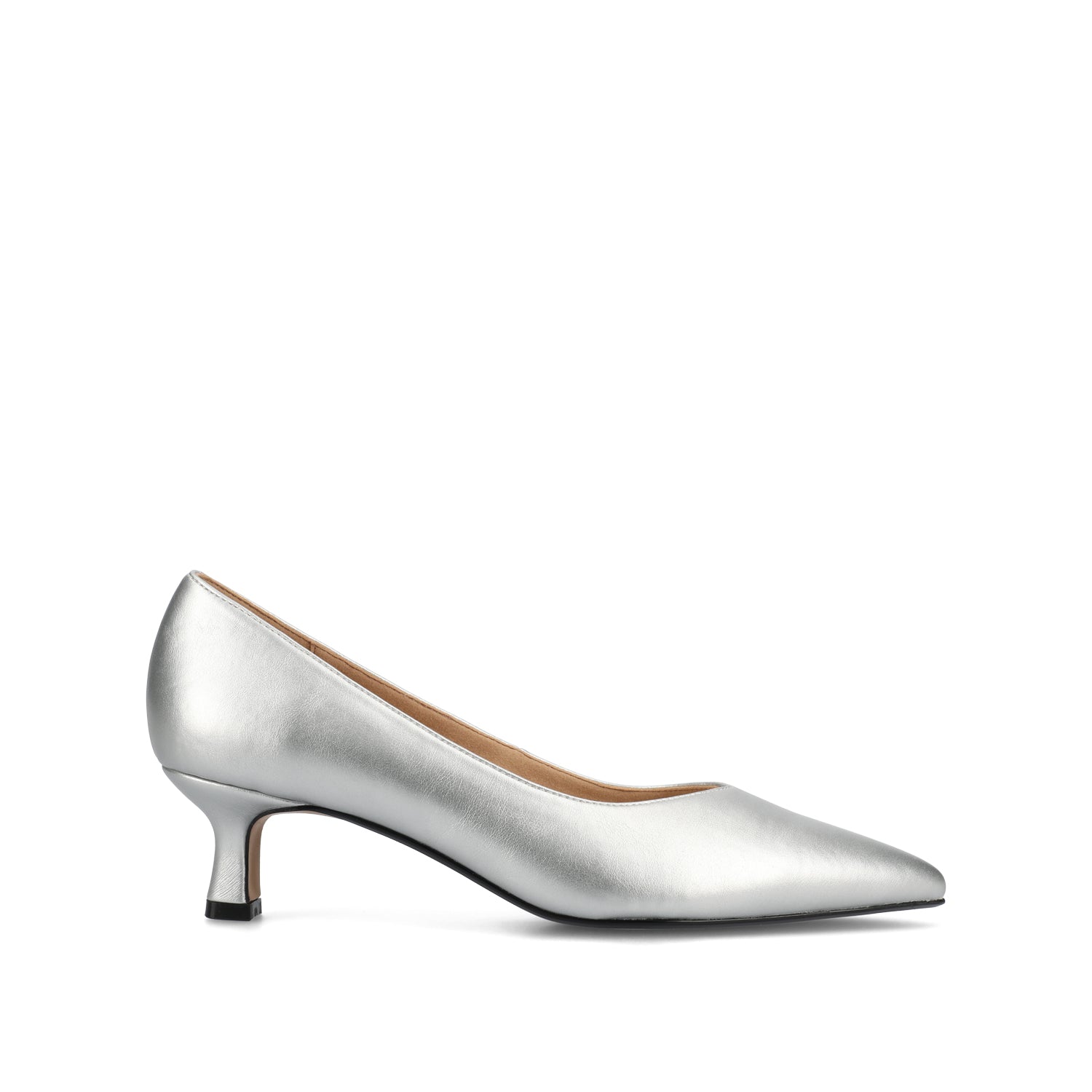 PAMMIE FAUX LEATHER KITTEN HEELS IN WIDE