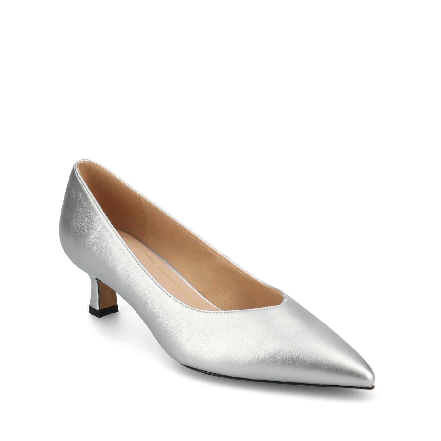 PAMMIE FAUX LEATHER KITTEN HEELS IN WIDE