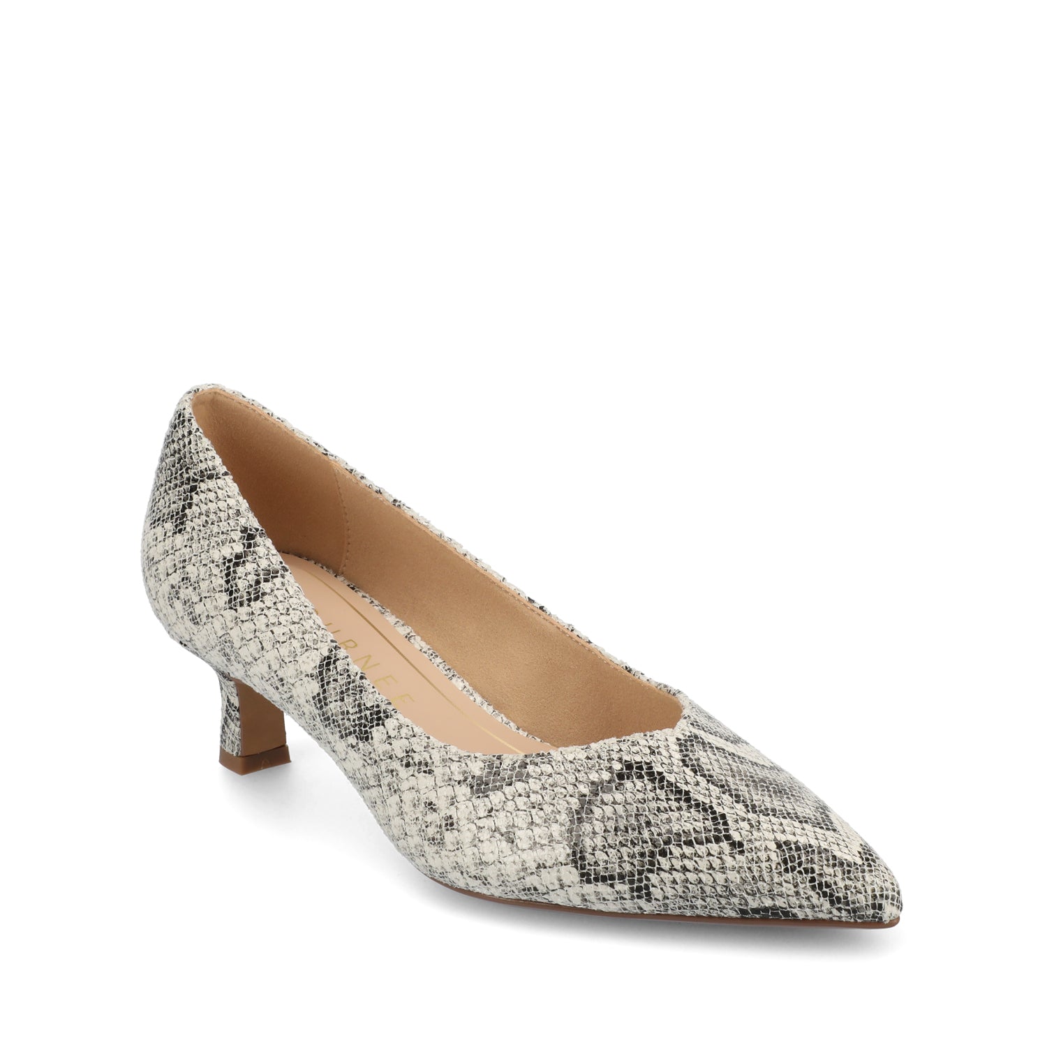 PAMMIE FAUX LEATHER KITTEN HEELS IN WIDE