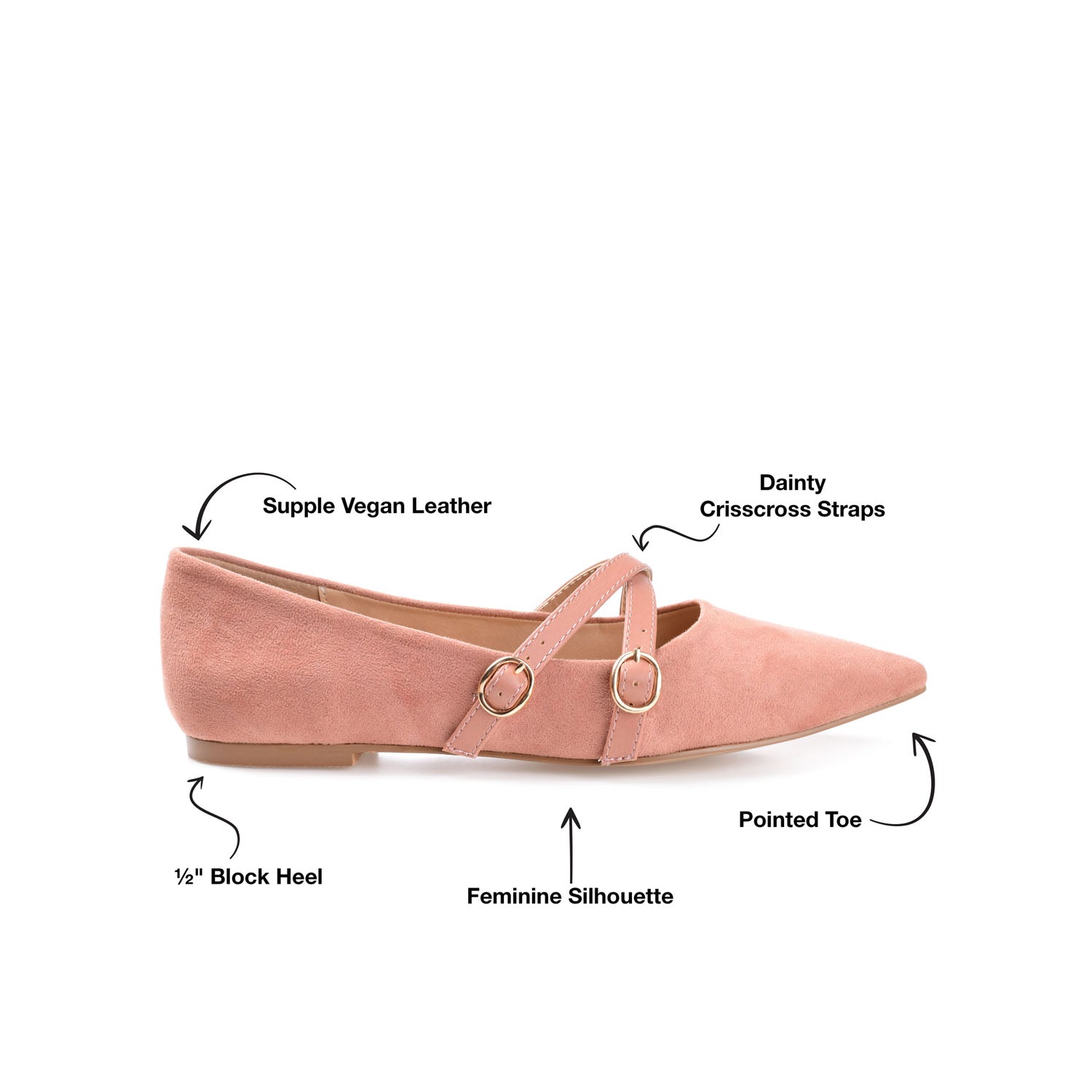PATRICIA BALLET FLATS IN FAUX SUEDE - Blush