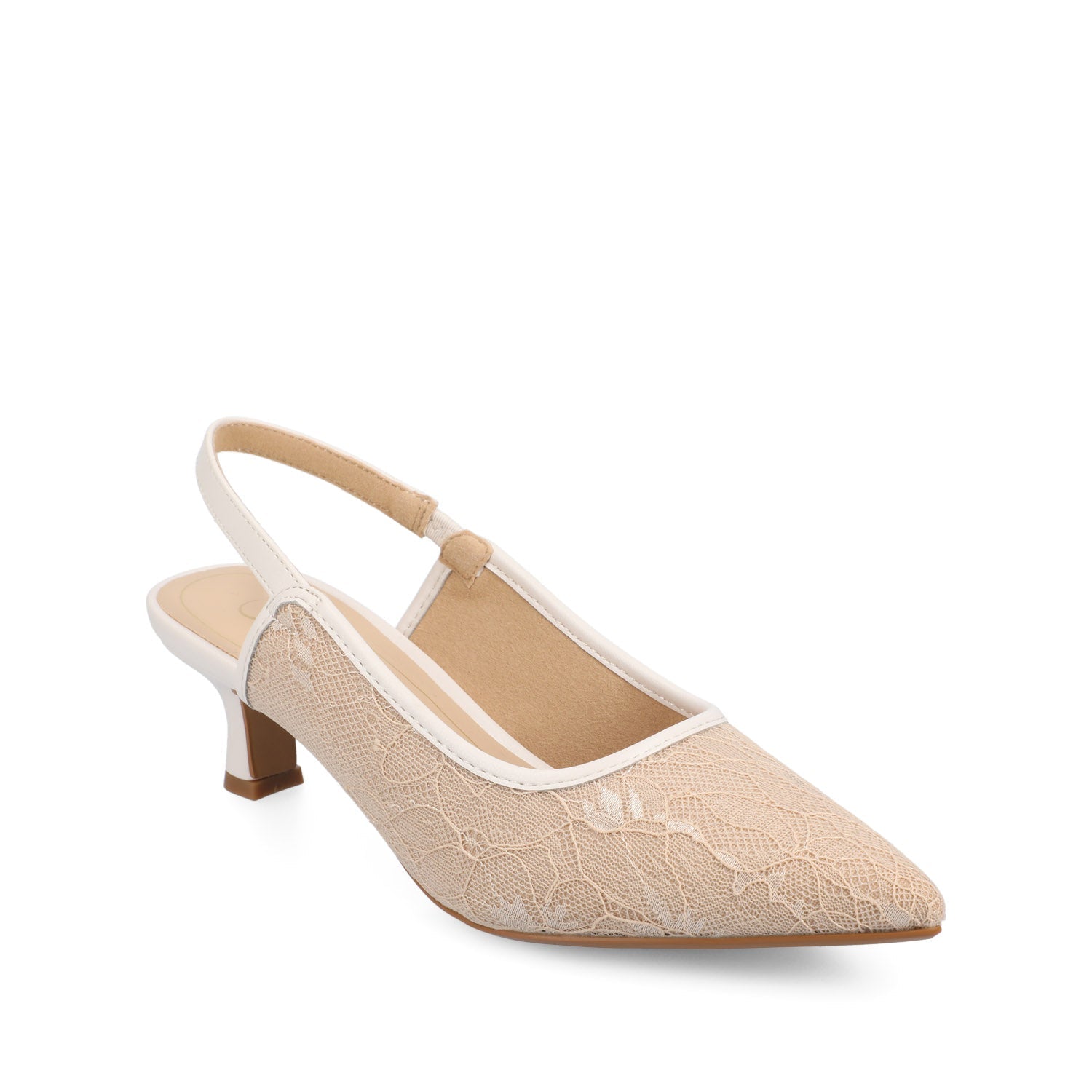 PAULINA KITTEN HEELS WIDE - Bone Lace