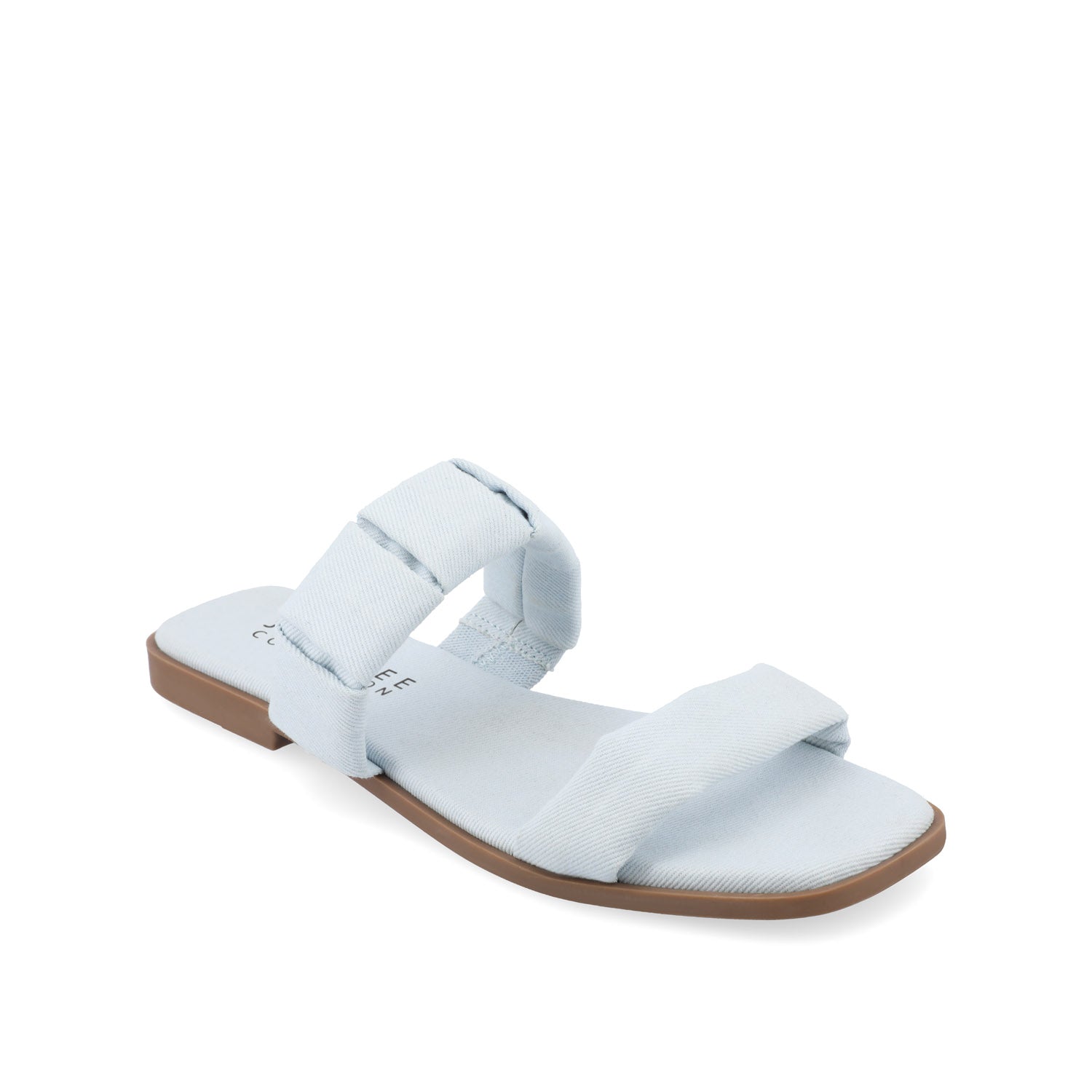 PEGIE SLIDE-ON SANDALS IN VEGAN LEATHER - Light Denim