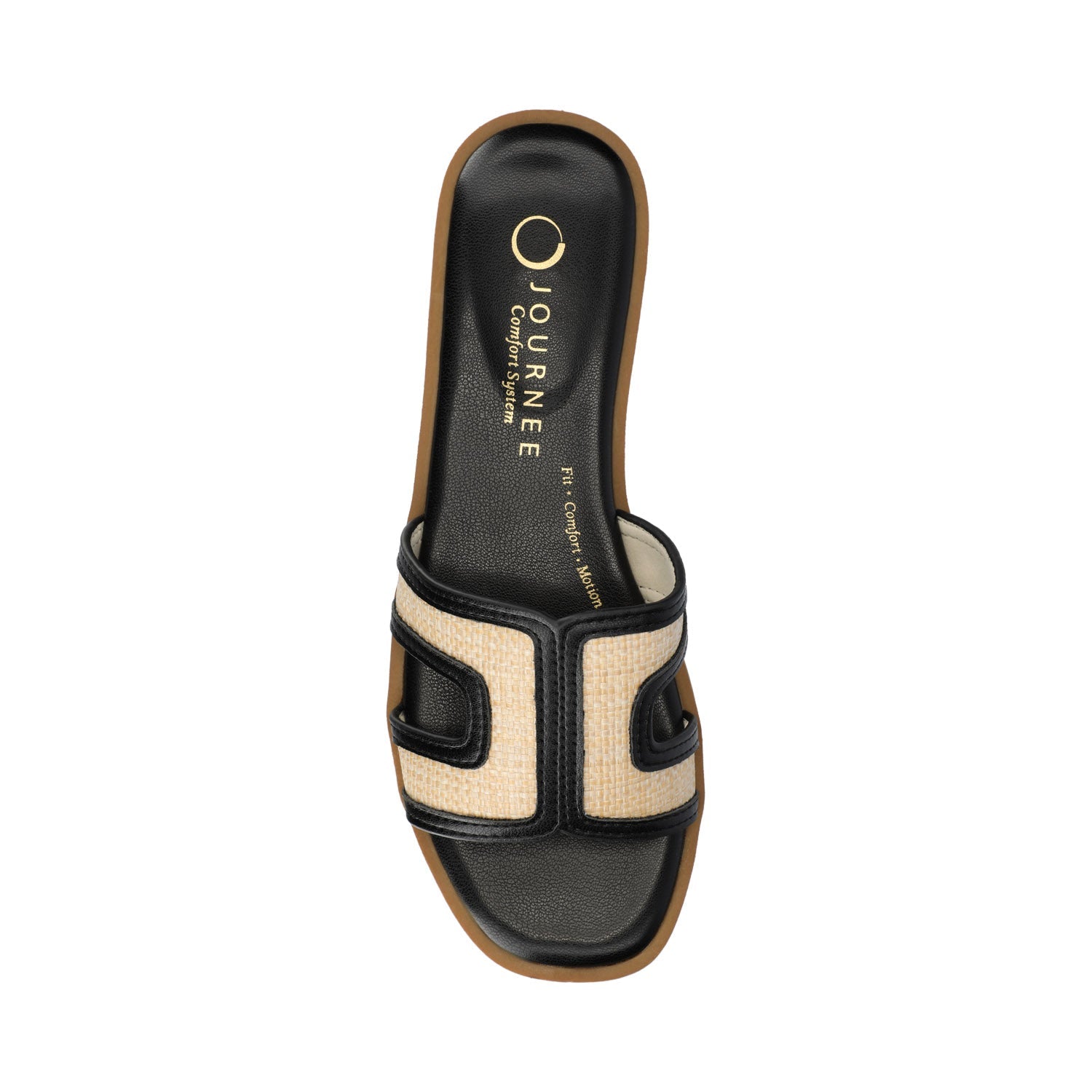 PRIMAH FLAT SANDALS IN WIDE - Black/Natural Raffia