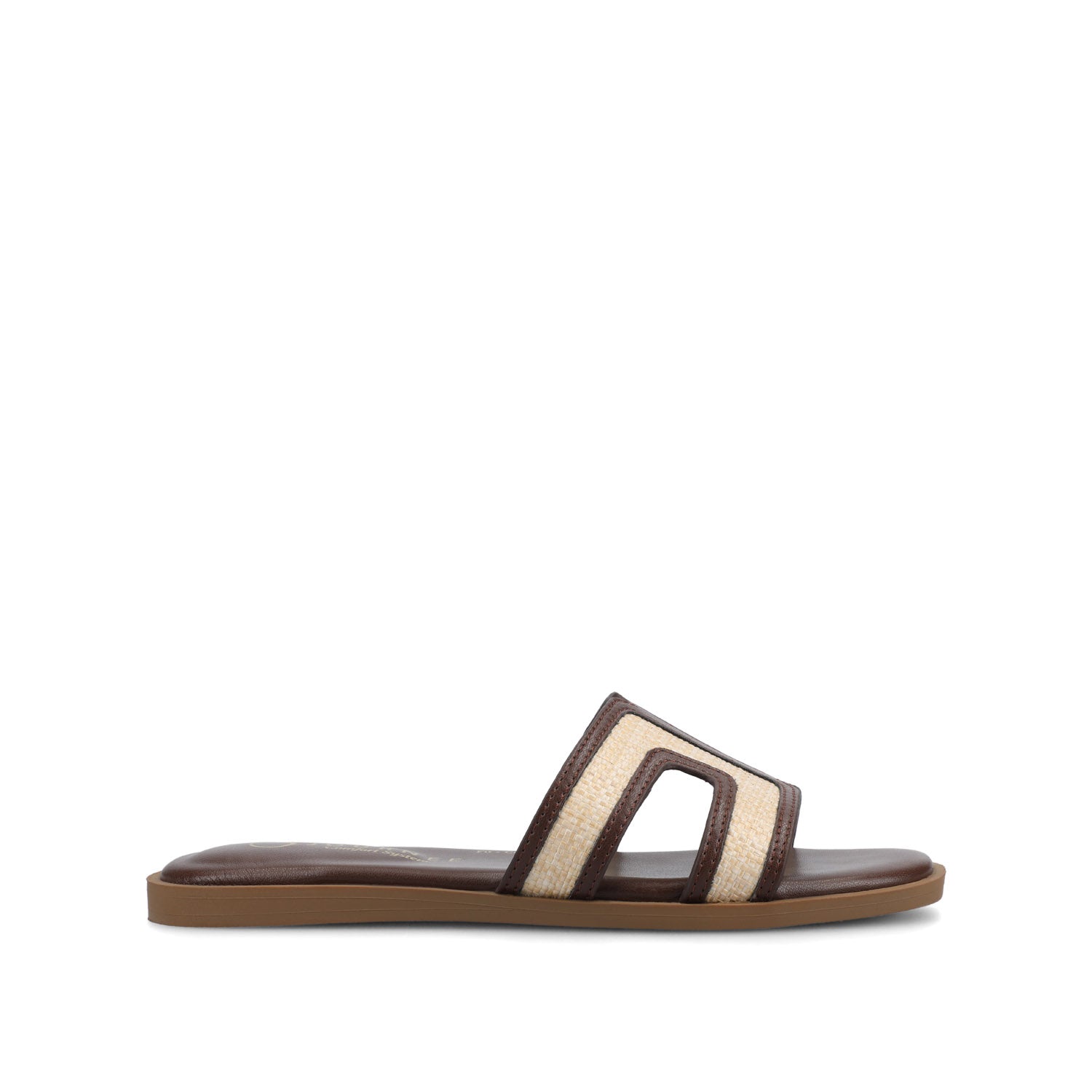 Journee Women's Primah Medium and Wide Width Flat Sandals, Chocolate/Raffia 9.5