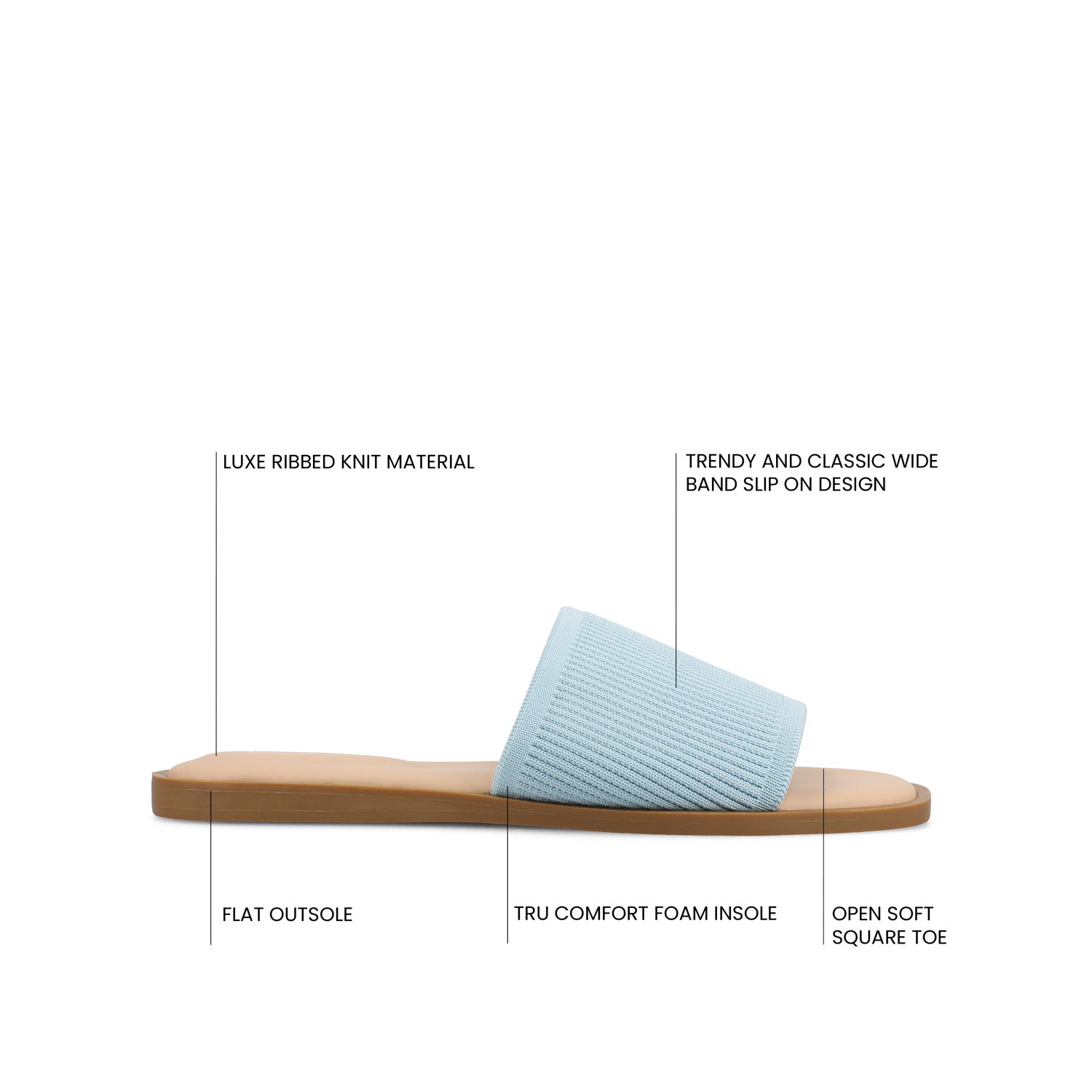 PRISILLA SLIDE SANDALS IN KNIT FABRIC IN WIDE - Blue