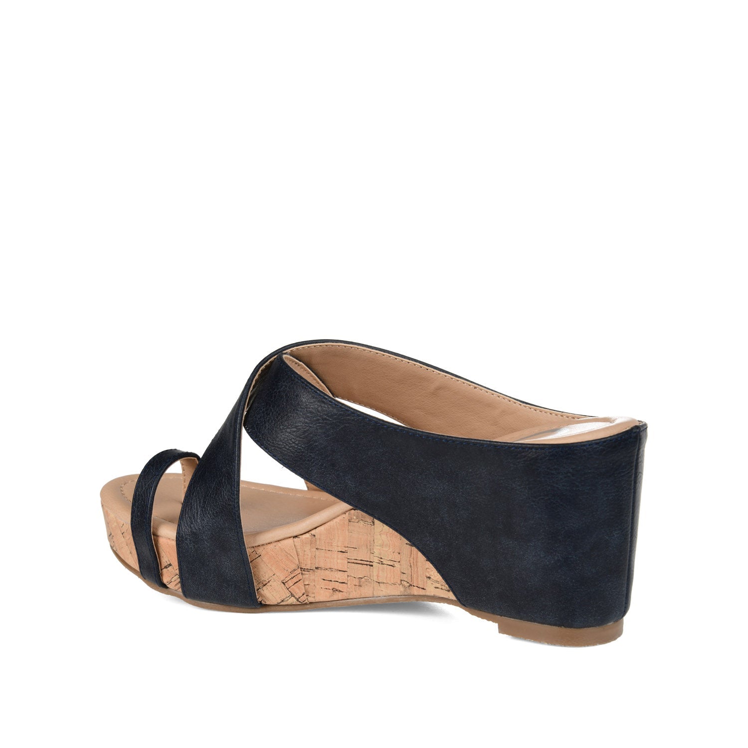 RAYNA WEDGE HEELED SANDAL IN VEGAN LEATHER - Navy Nubuck