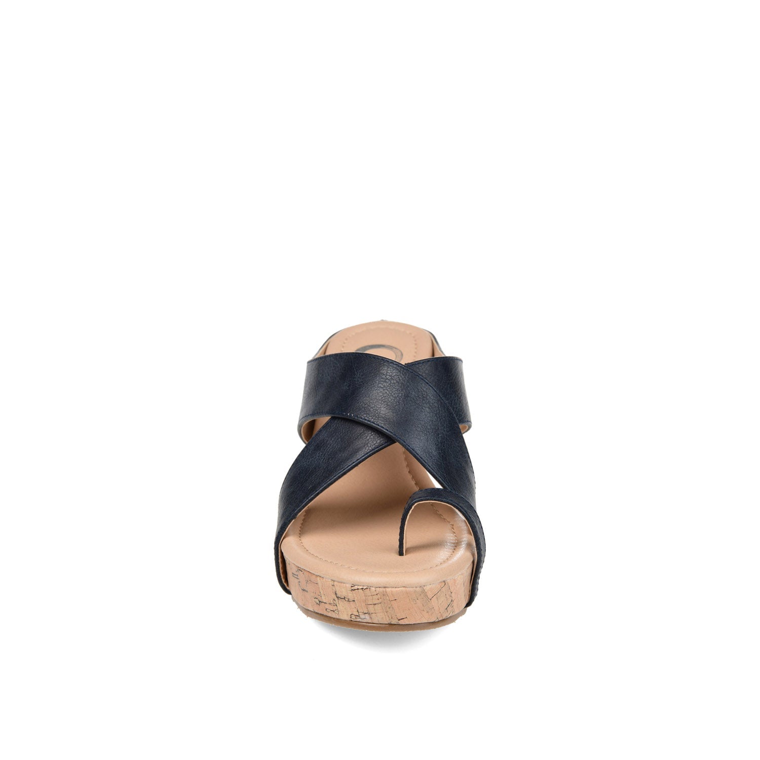 RAYNA WEDGE HEELED SANDAL IN VEGAN LEATHER - Navy Nubuck
