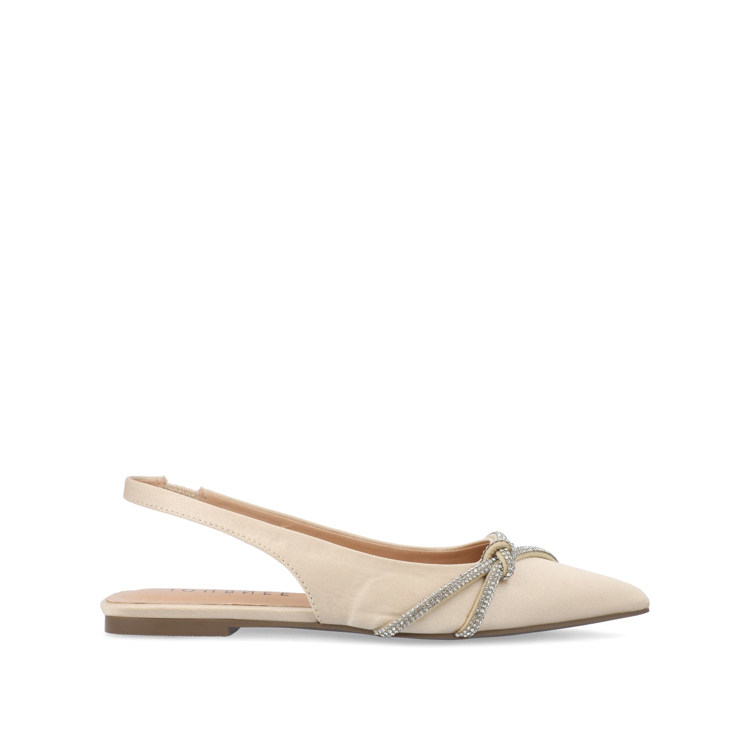 REBBEL FORMAL SLINGBACK FLATS IN SATIN - Champagne
