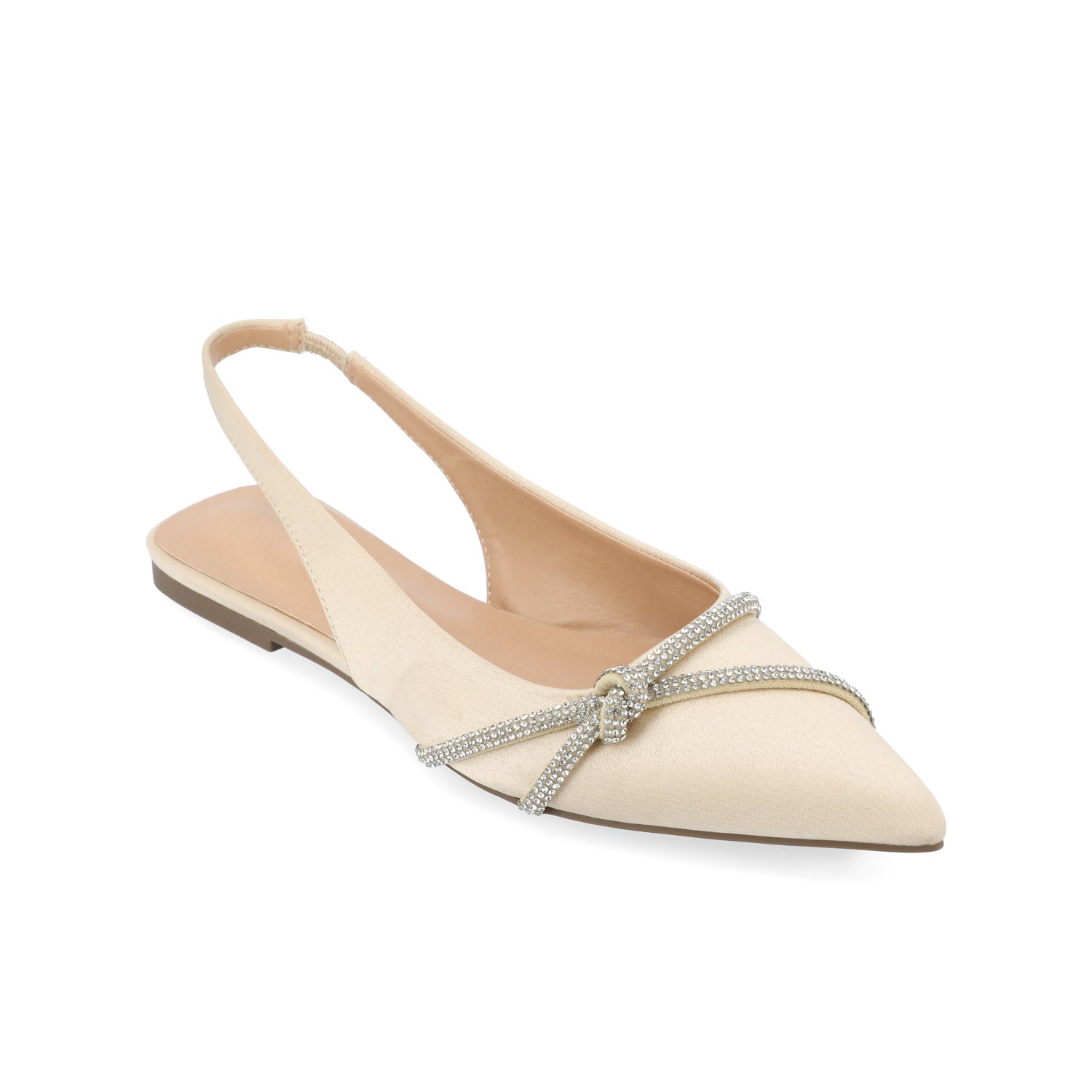 REBBEL FORMAL SLINGBACK FLATS IN SATIN - Champagne