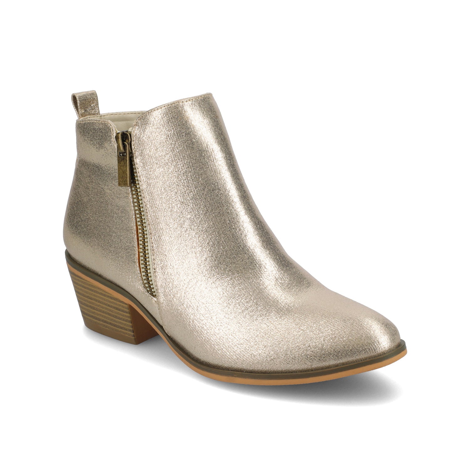 REBEL ZIP-UP BOOTIES IN VEGAN LEATHER - Gold PU