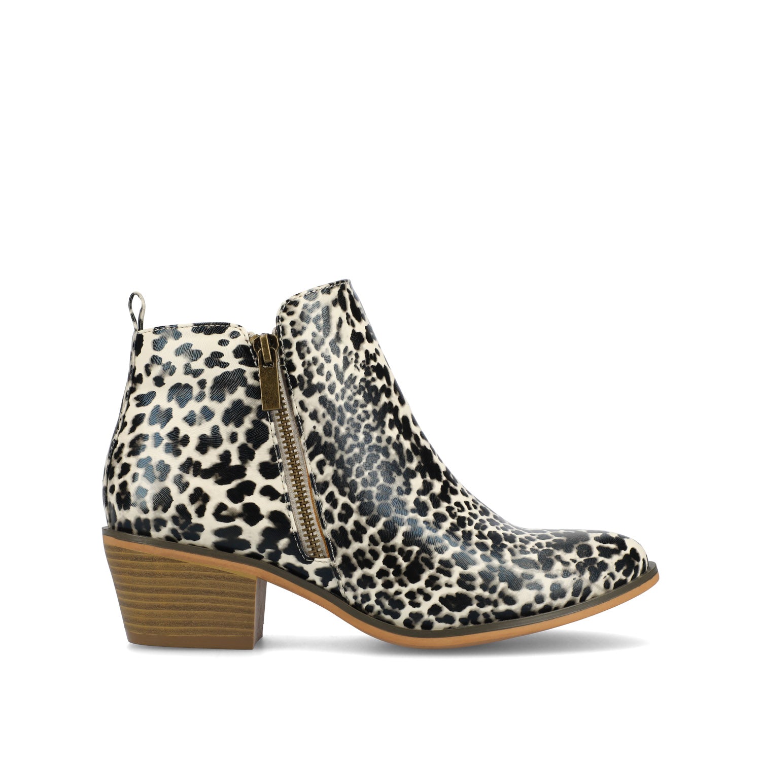 REBEL ZIP-UP BOOTIES IN VEGAN LEATHER - Leopard