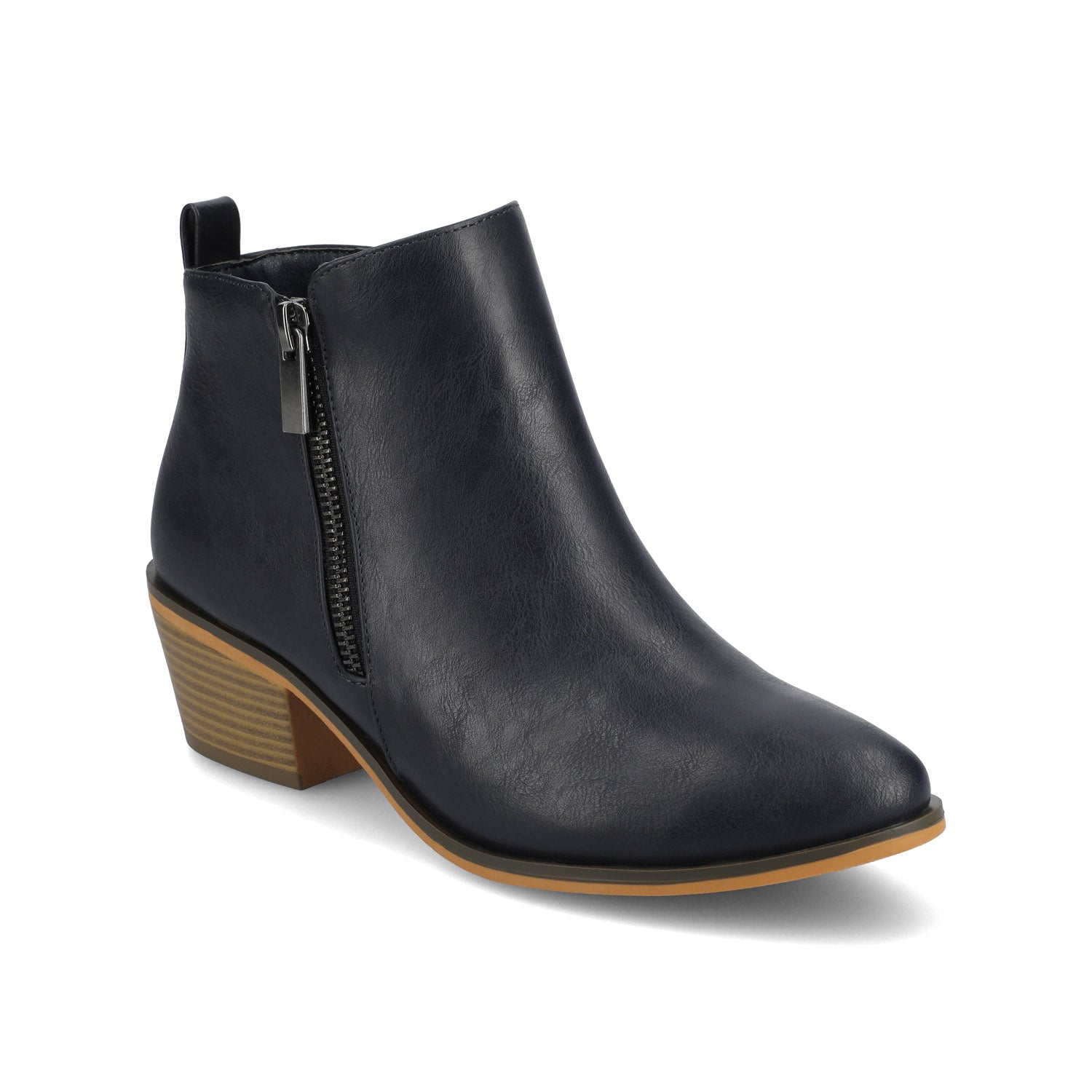 REBEL ZIP-UP BOOTIES IN VEGAN LEATHER - Navy Nubuck