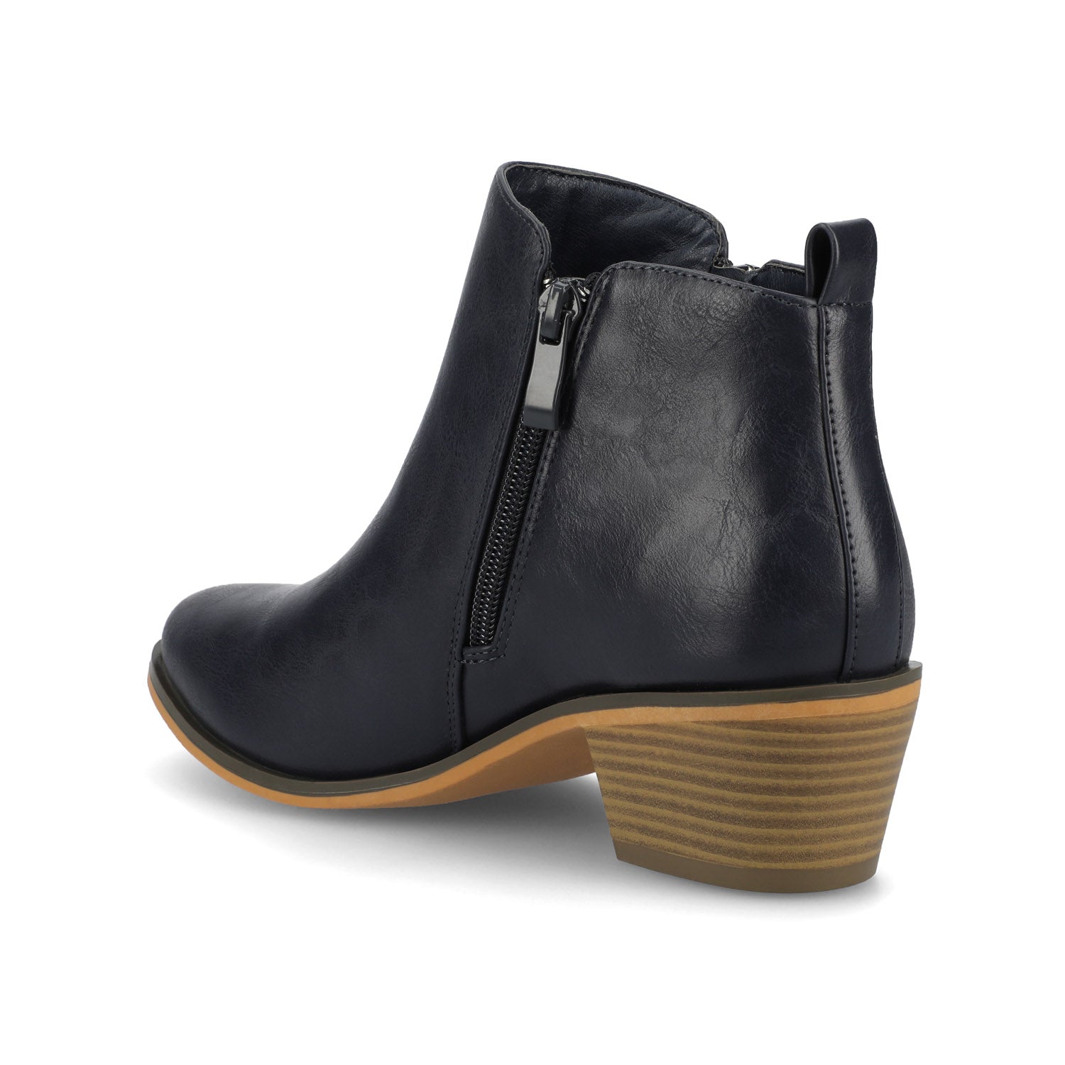 REBEL ZIP-UP BOOTIES IN VEGAN LEATHER - Navy Nubuck