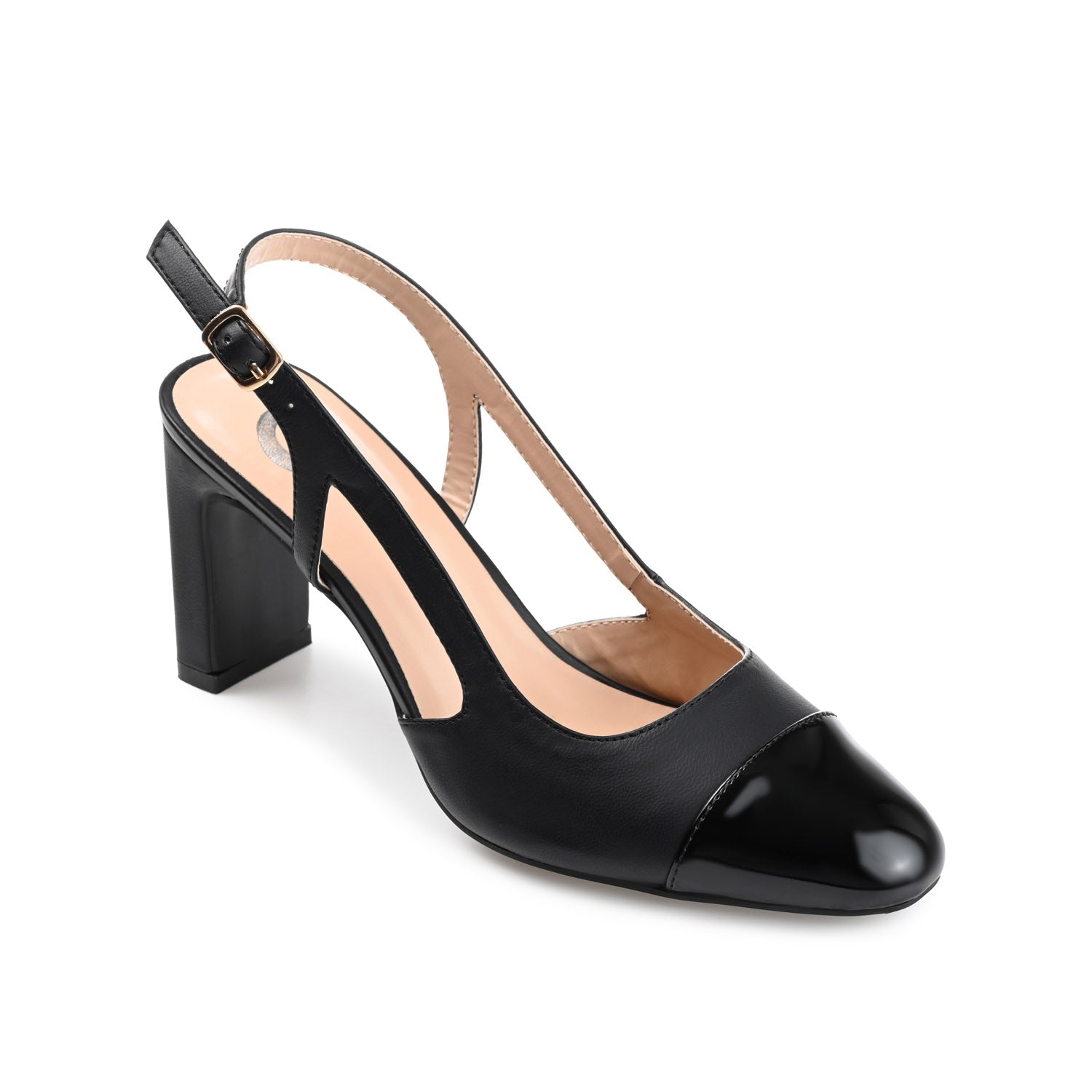REIGNN BLOCK HEEL PUMPS IN VEGAN LEATHER