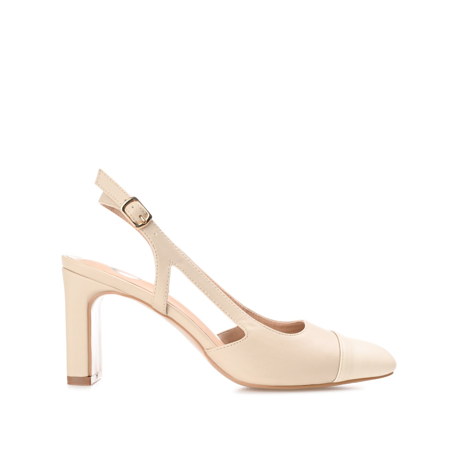REIGNN BLOCK HEEL PUMPS IN VEGAN LEATHER - Taupe