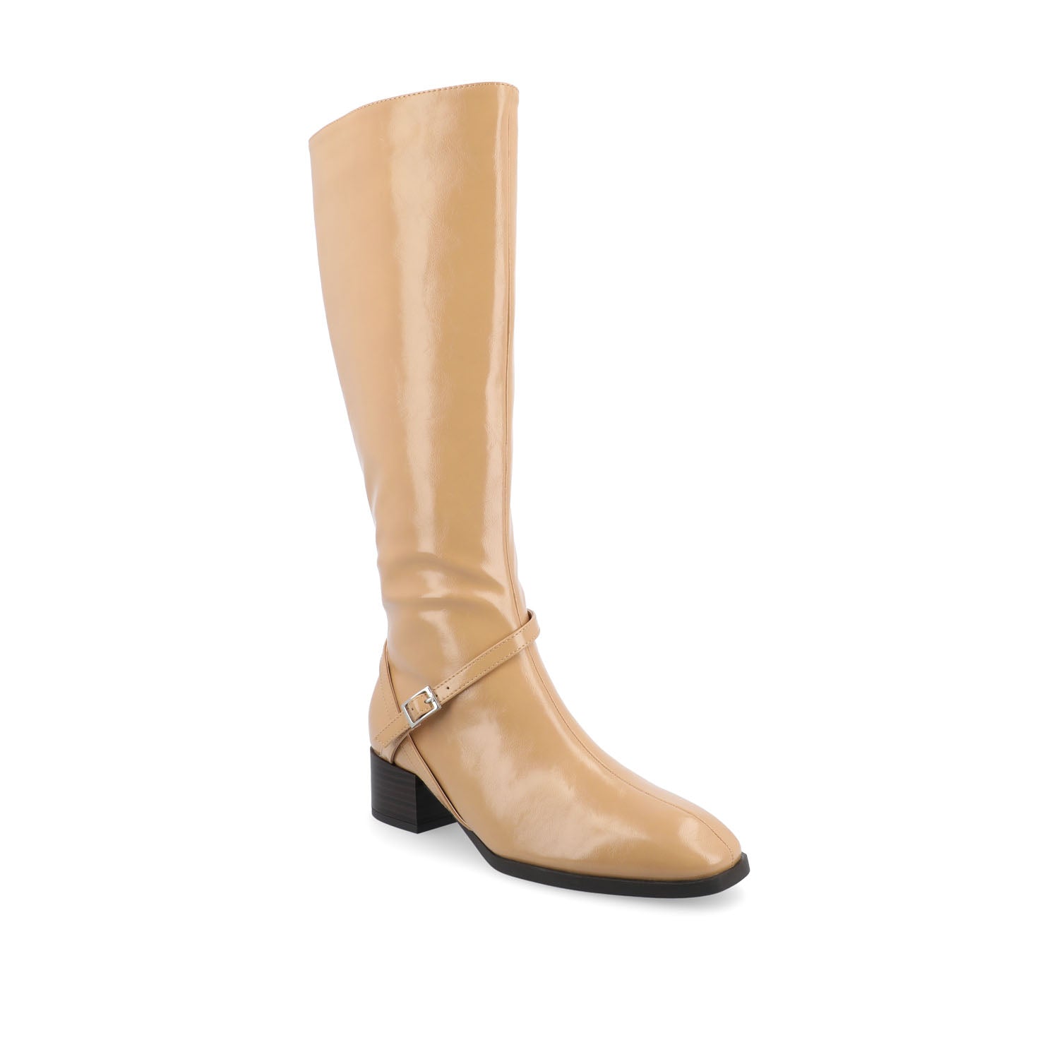 RHIANAH KNEE HIGH BOOTS IN VEGAN LEATHER - Tan