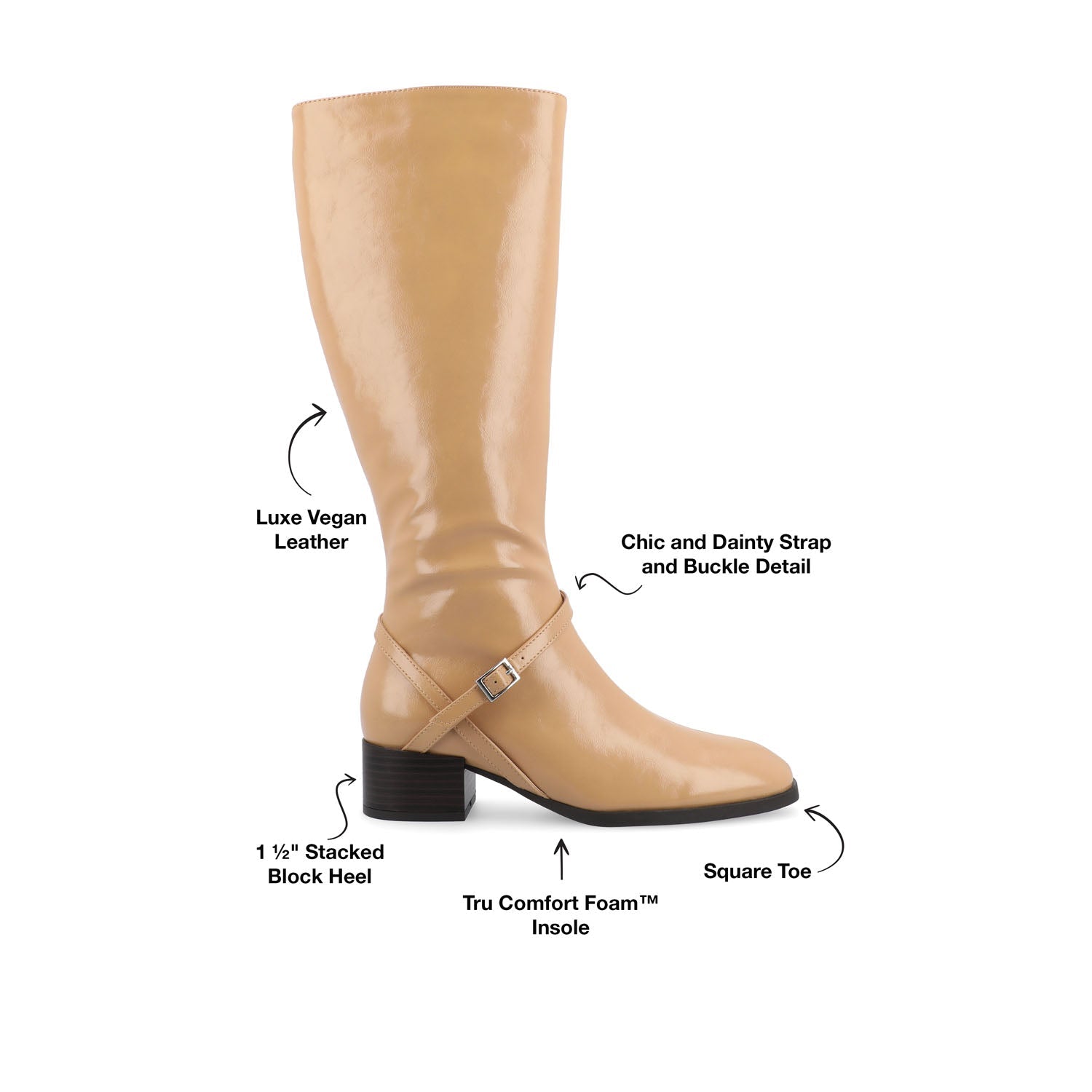 RHIANAH KNEE HIGH BOOTS IN WIDE CALF - Tan
