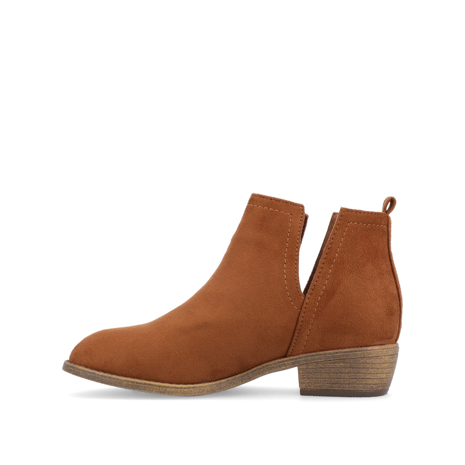 RIMI BLOCK HEELED BOOTIES IN FAUX SUEDE - Camel