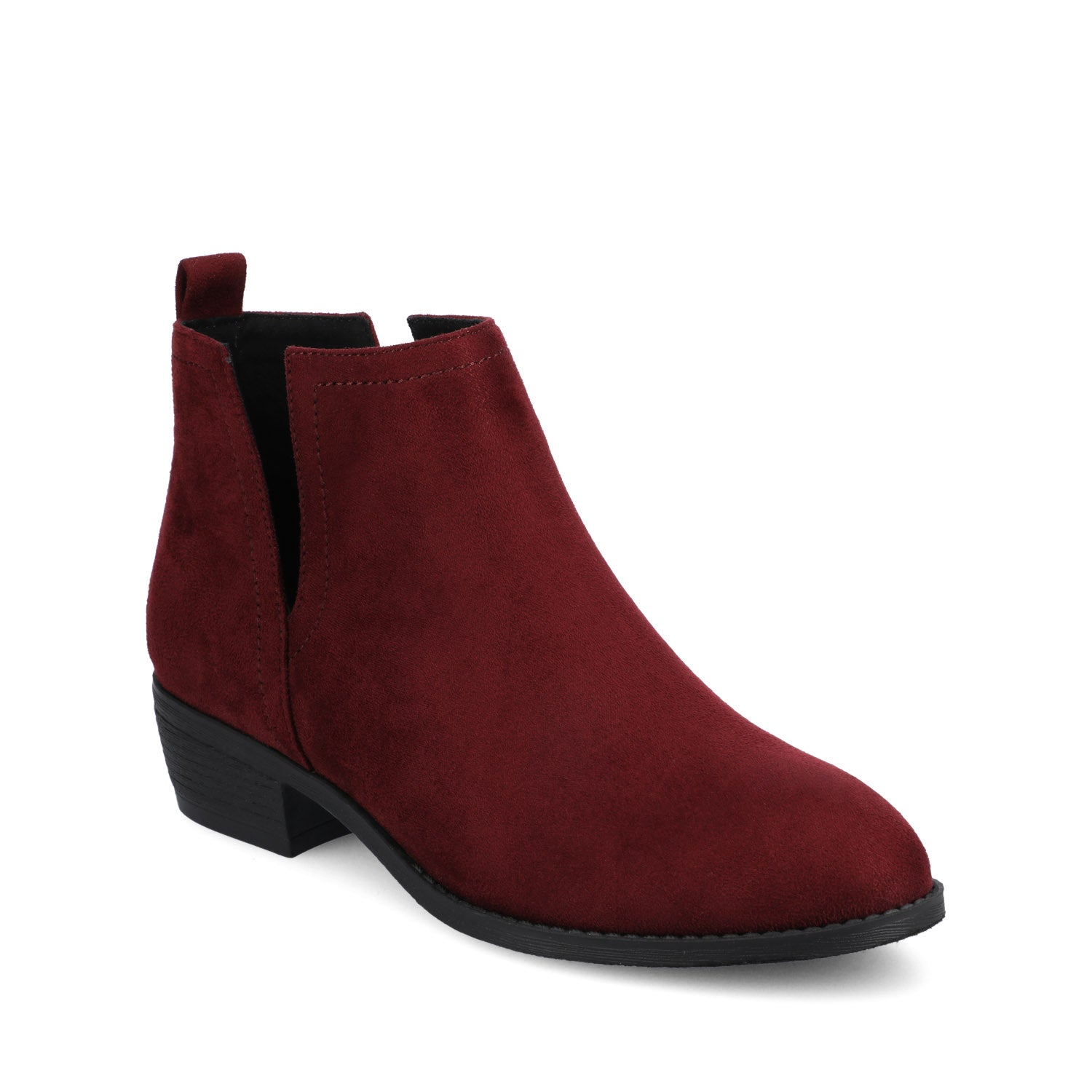 RIMI BLOCK HEELED BOOTIES IN FAUX SUEDE - Oxblood