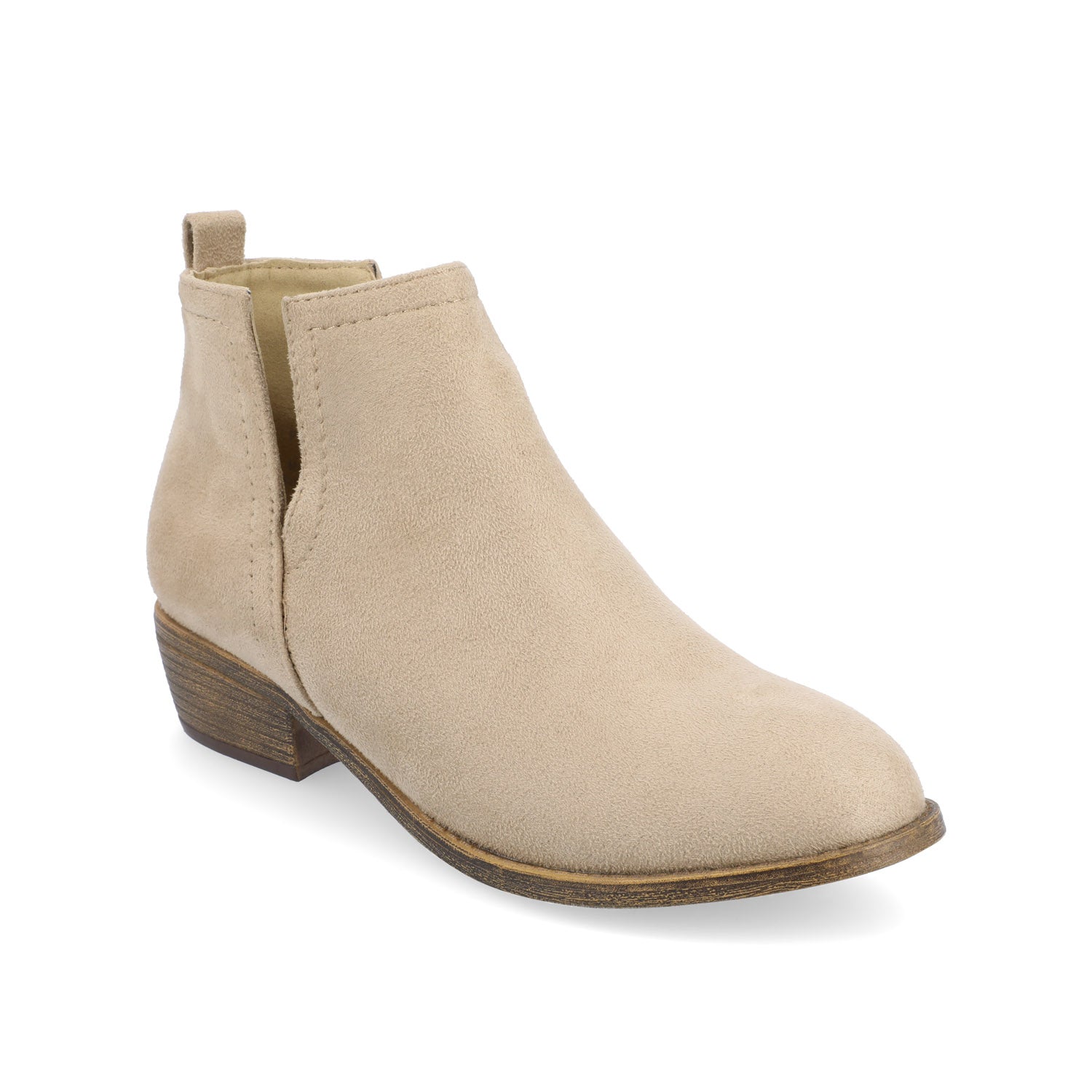 RIMI BLOCK HEELED BOOTIES IN FAUX SUEDE - Stone