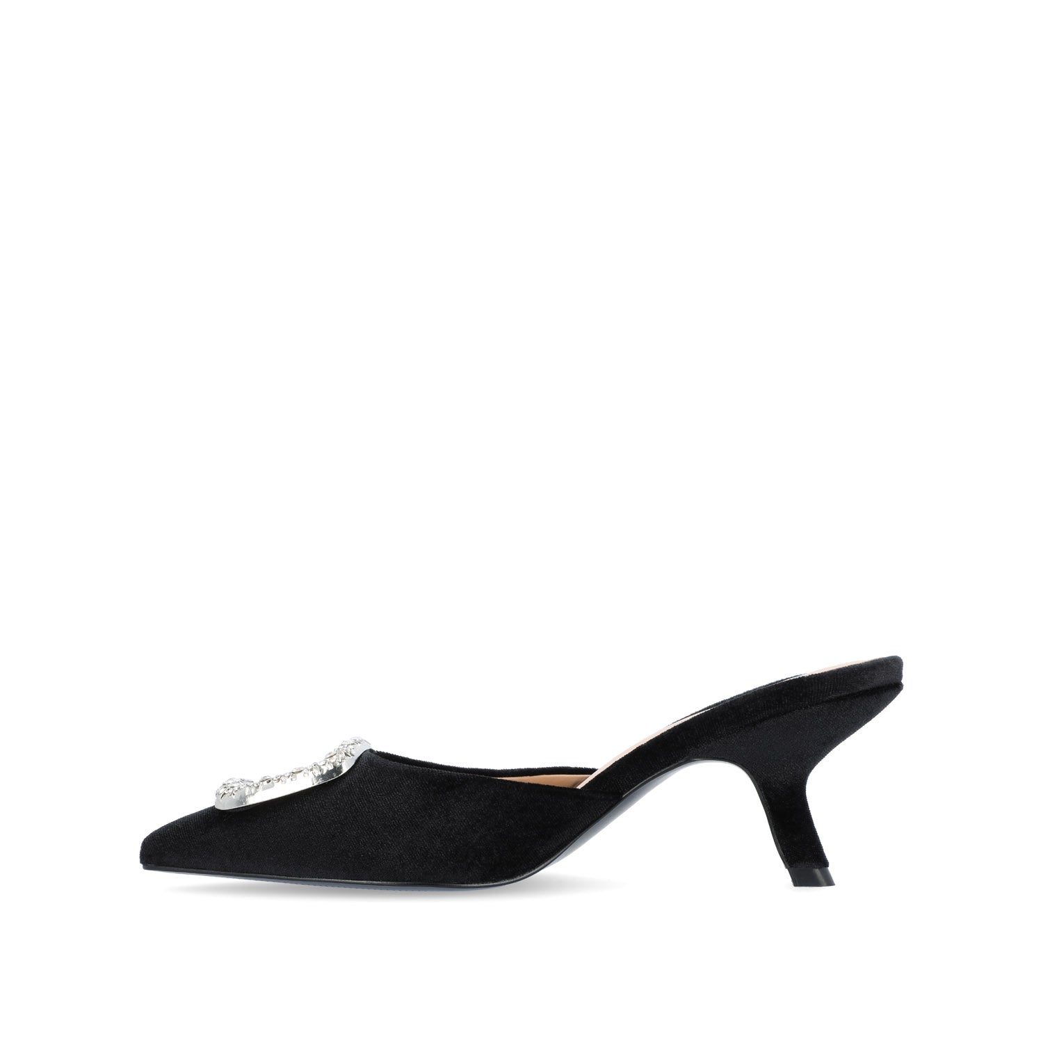 RISHIE KITTEN HEELED MULES IN VELVET - Black