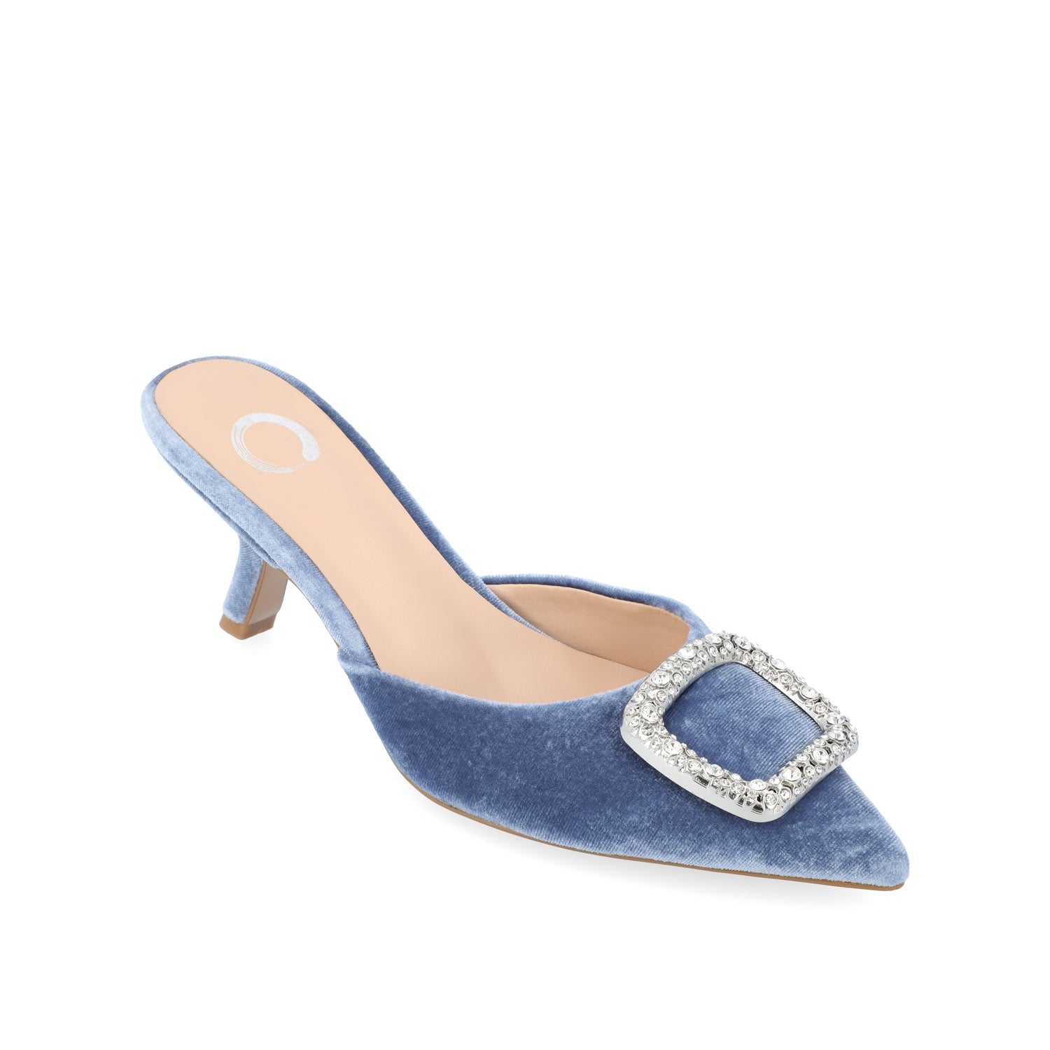 RISHIE KITTEN HEELED MULES IN VELVET - Blue