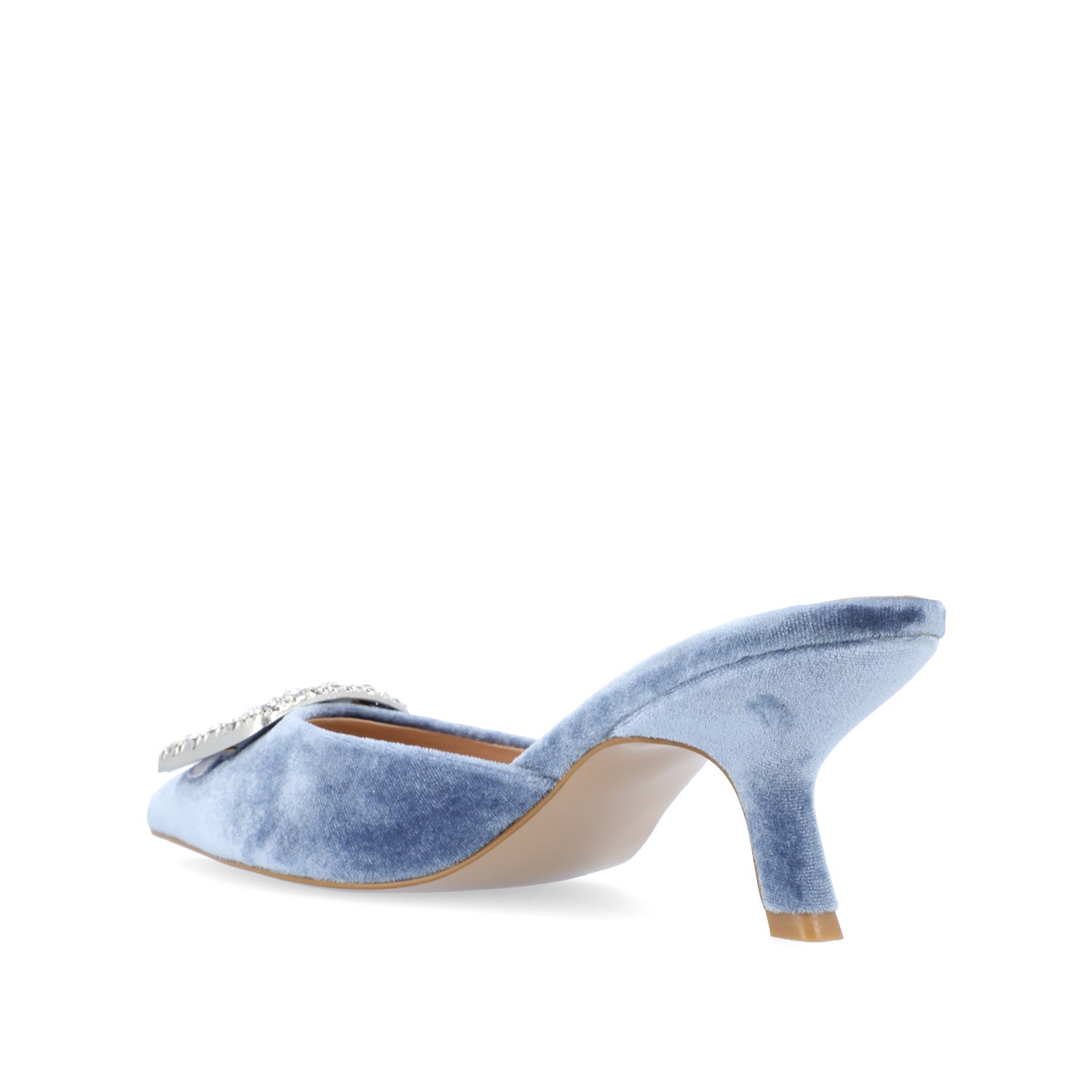 RISHIE KITTEN HEELED MULES IN VELVET - Blue