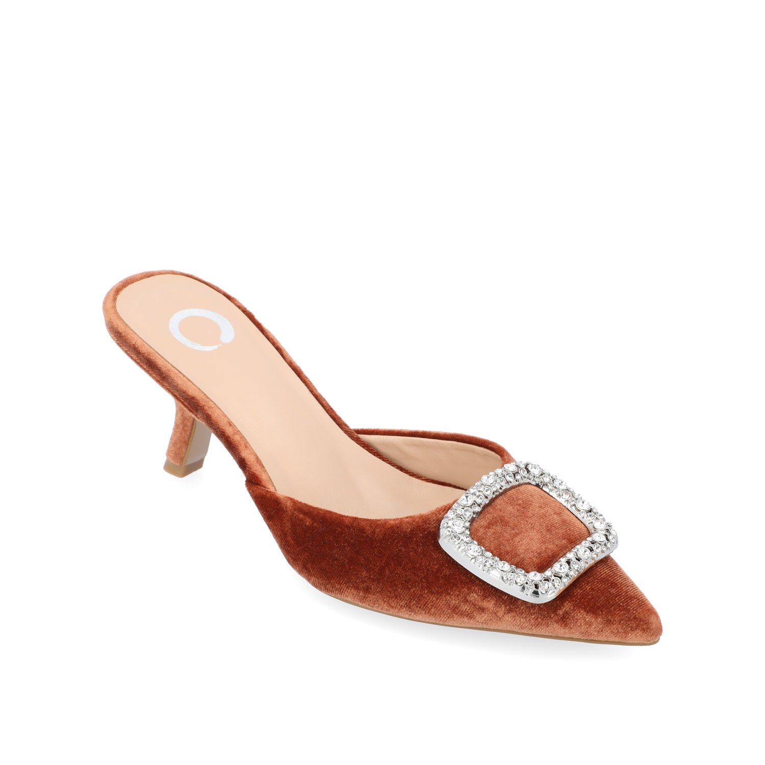 RISHIE KITTEN HEELED MULES IN VELVET - Brown
