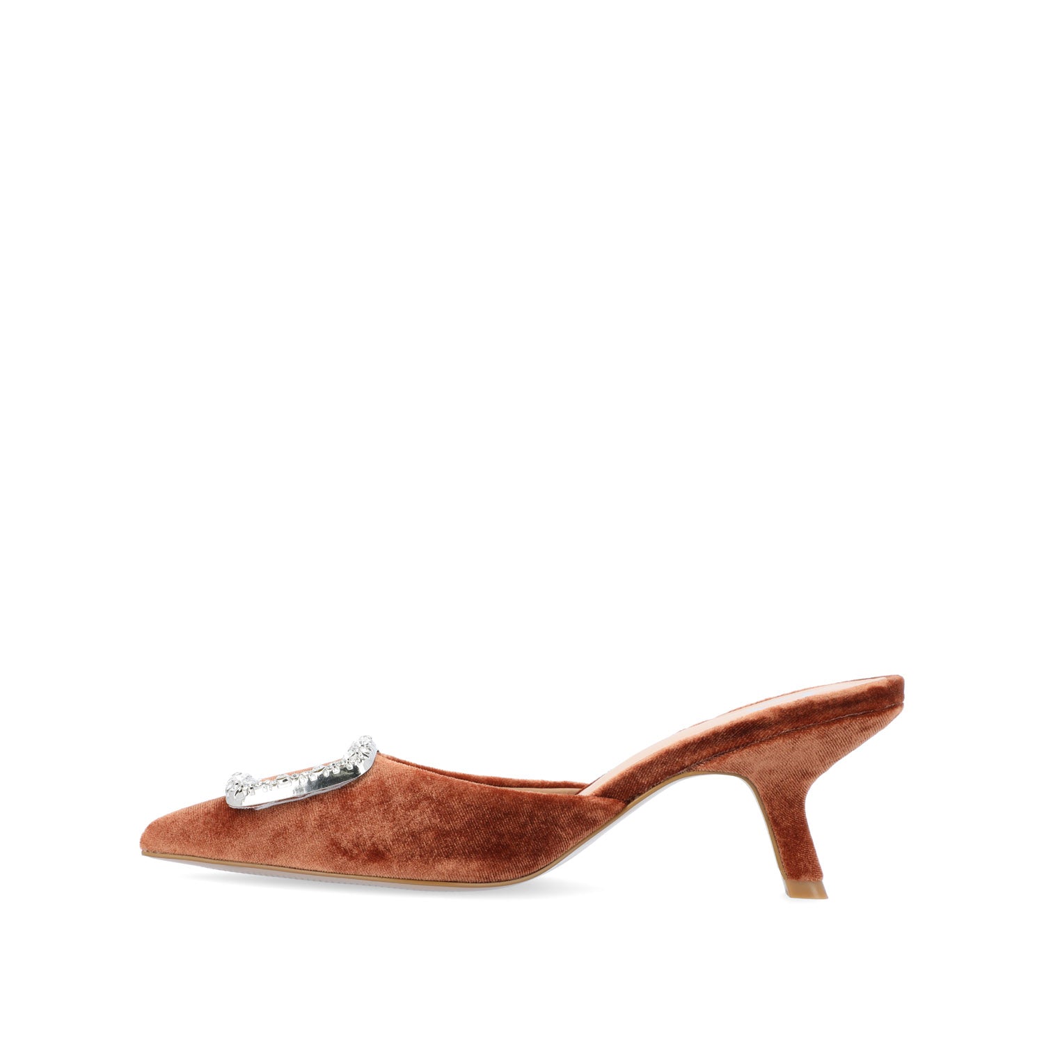 RISHIE KITTEN HEELED MULES IN VELVET - Brown