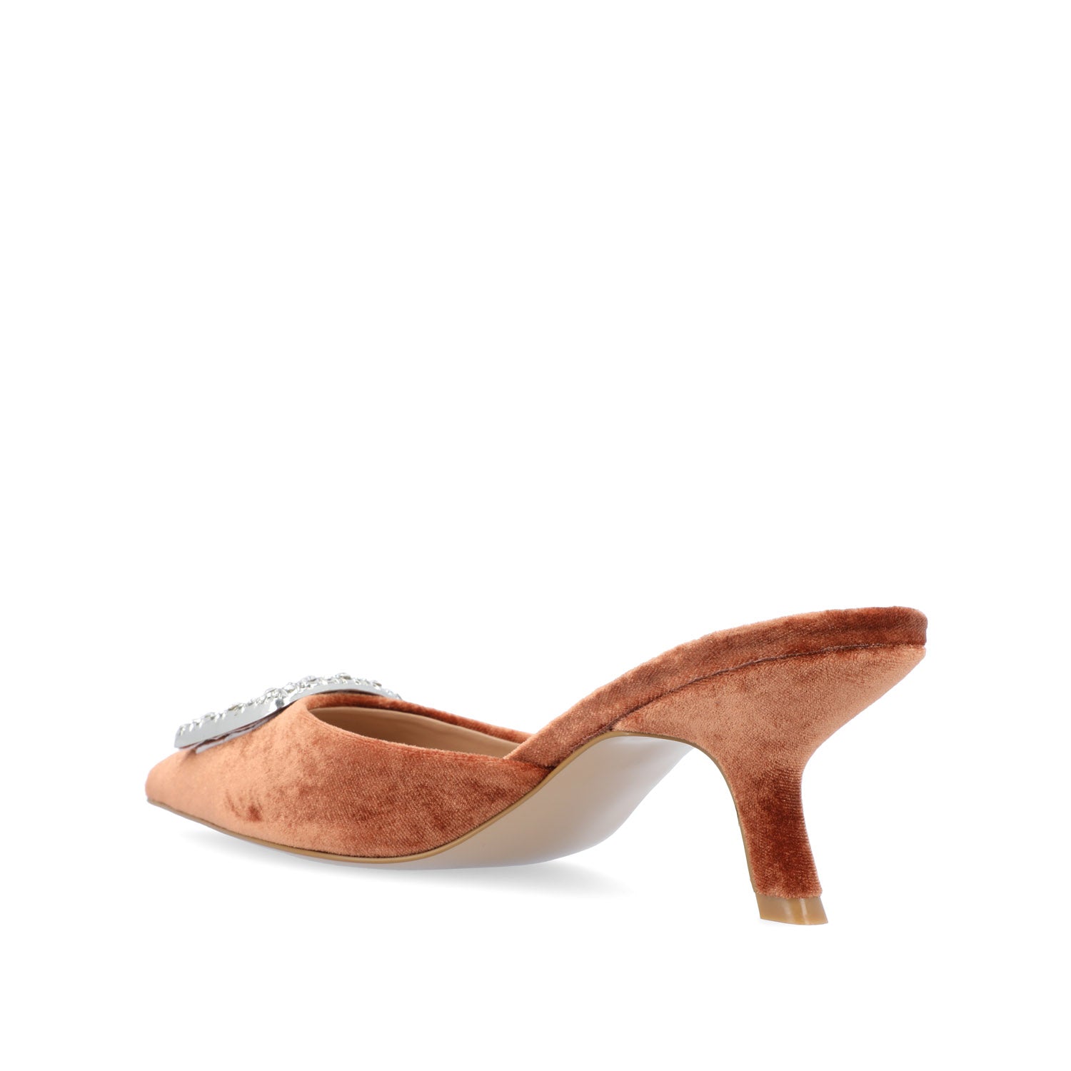 RISHIE KITTEN HEELED MULES IN VELVET - Brown