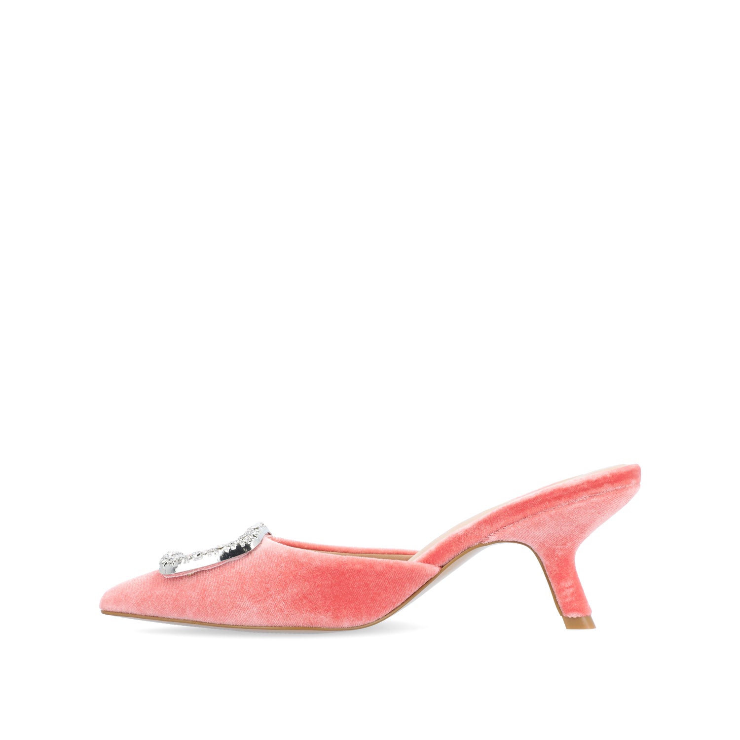 RISHIE KITTEN HEELED MULES IN VELVET - Pink