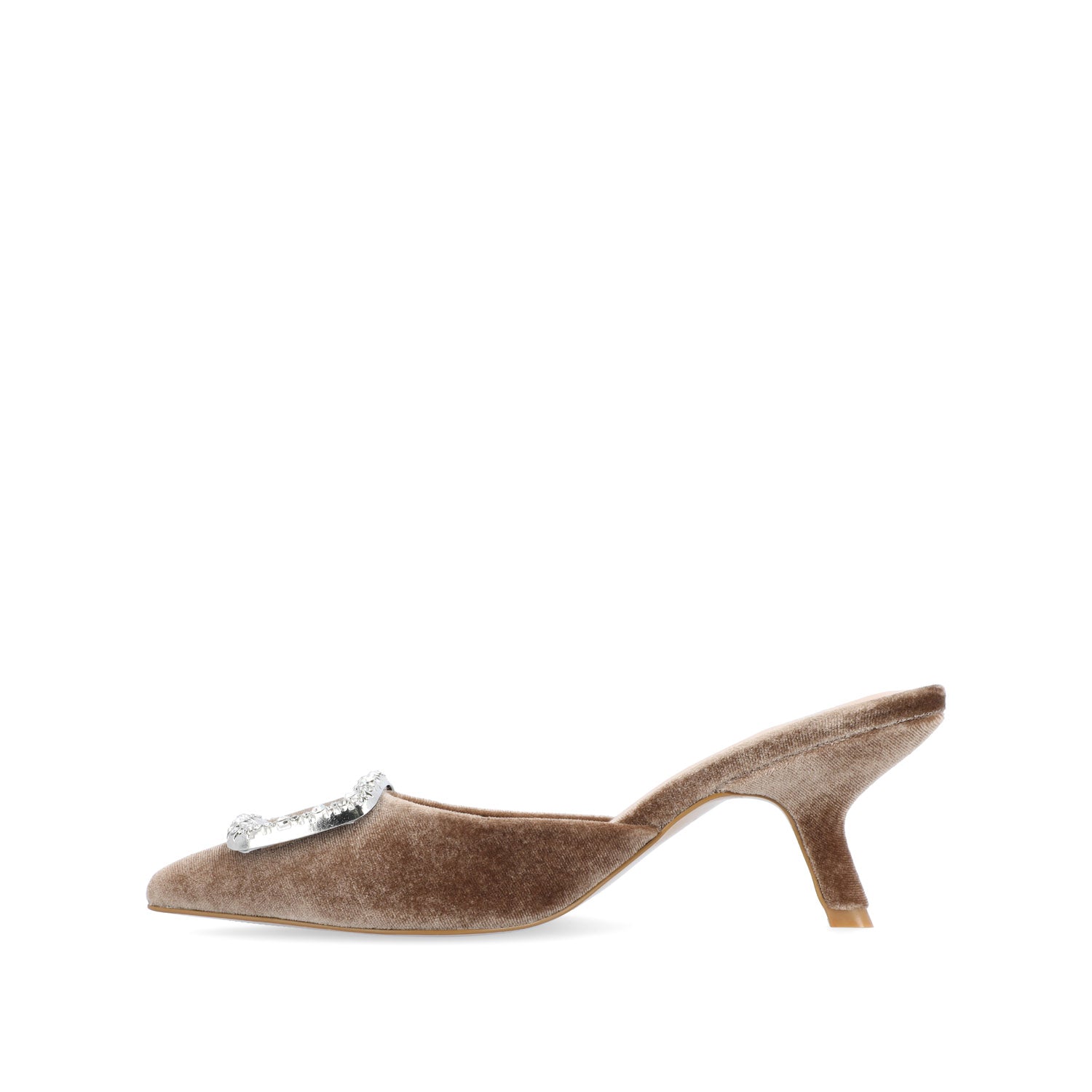 RISHIE KITTEN HEELED MULES IN VELVET - Taupe