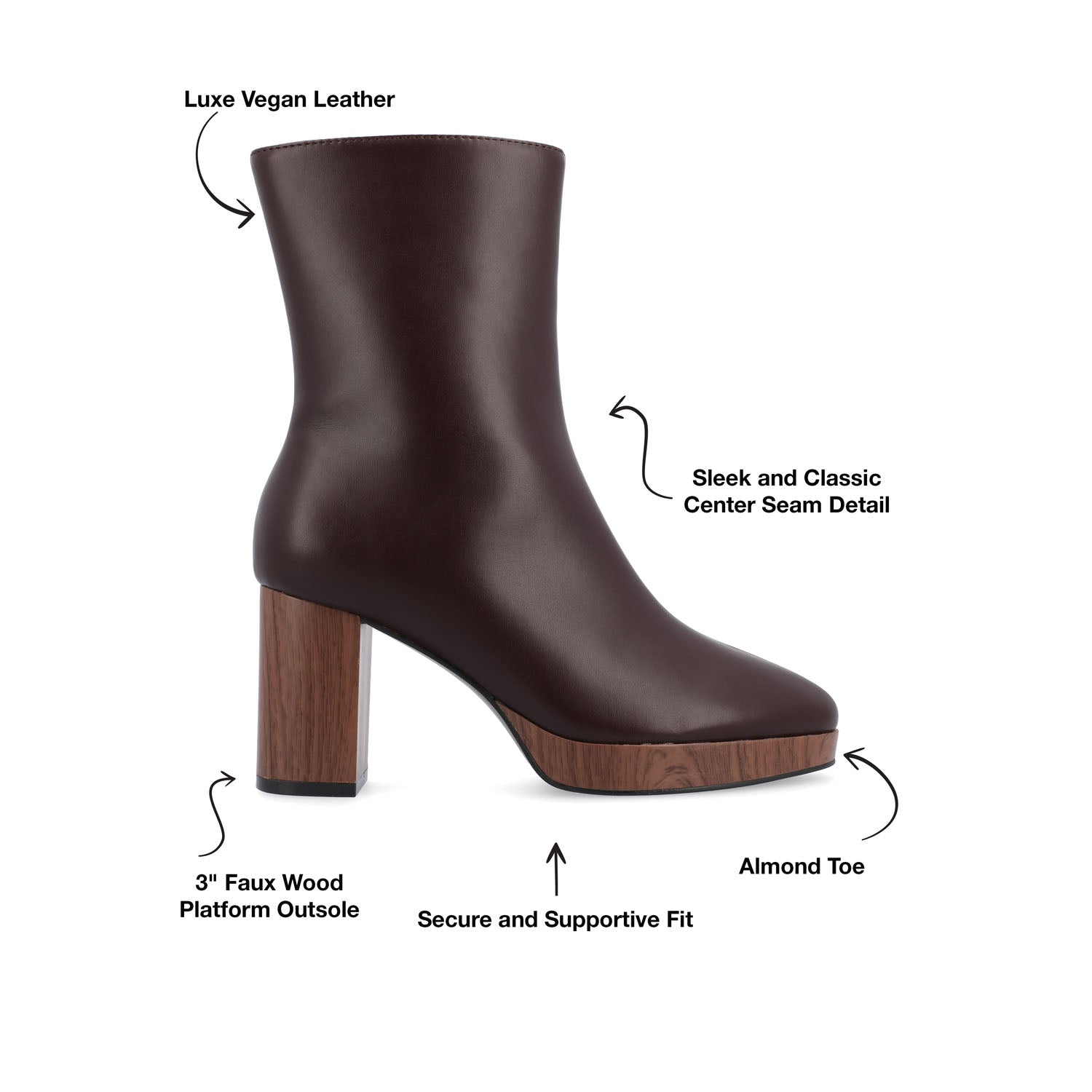 ROMER BLOCK HEEL BOOTIES IN VEGAN LEATHER