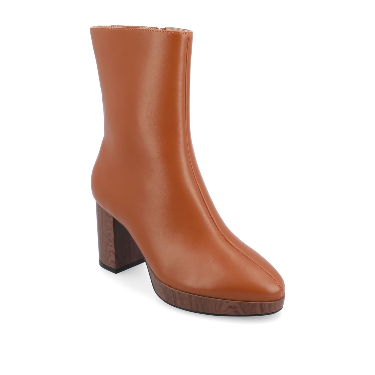 ROMER BLOCK HEEL BOOTIES IN VEGAN LEATHER - Cognac