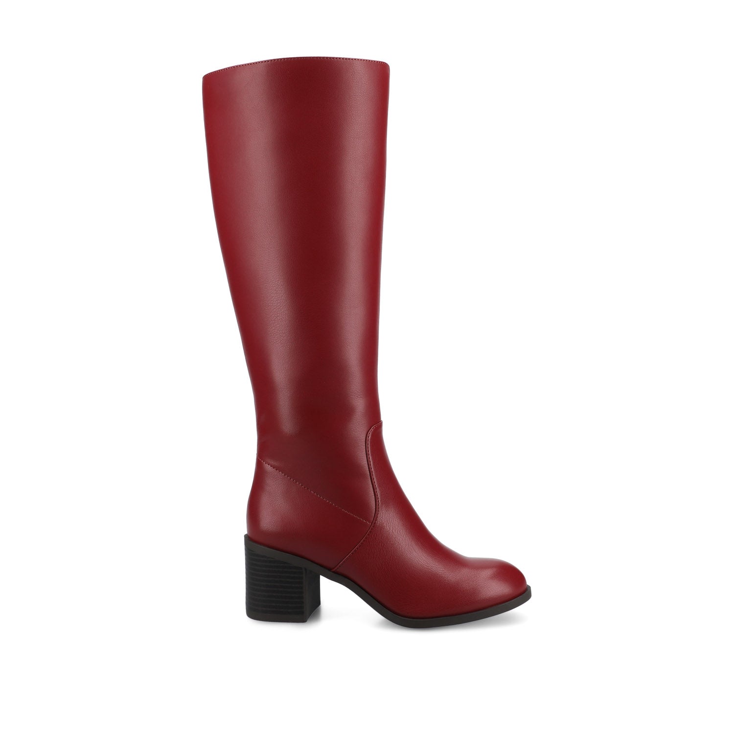 ROMILLY KNEE HIGH BOOTS IN VEGAN LEATHER - Cranberry