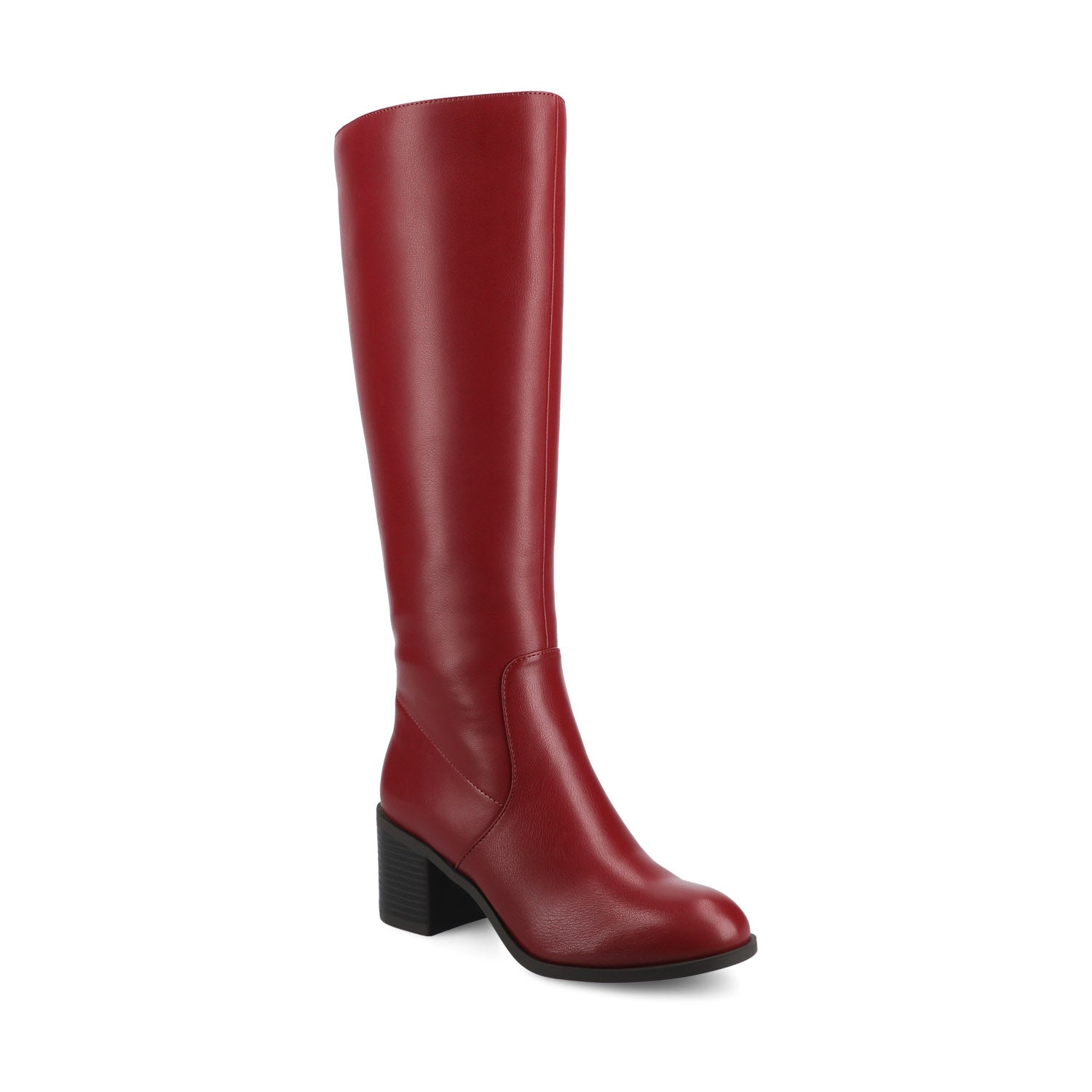 ROMILLY KNEE HIGH BOOTS IN VEGAN LEATHER - Cranberry