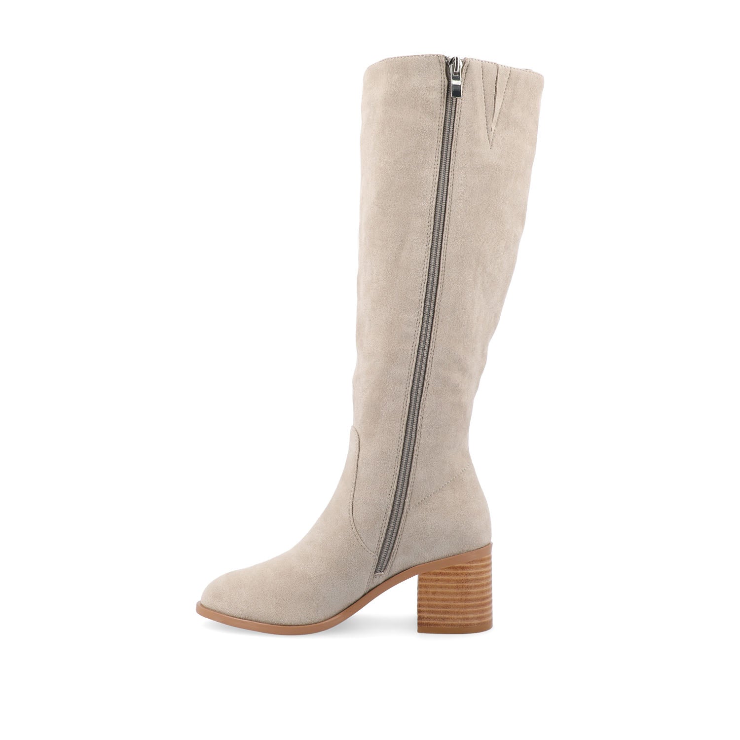 ROMILLY KNEE HIGH BOOTS IN VEGAN LEATHER - Stone