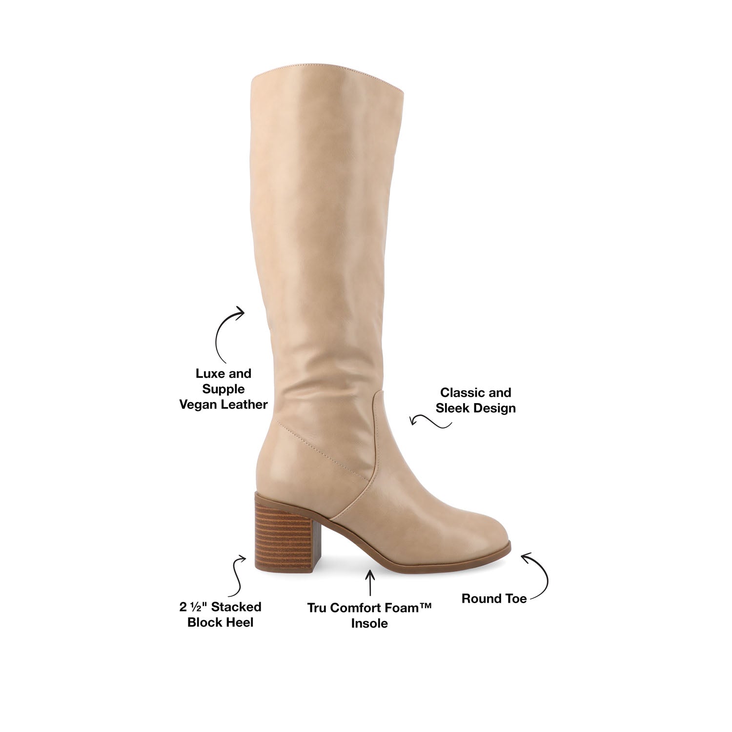 ROMILLY KNEE HIGH BOOTS IN VEGAN LEATHER - Tan