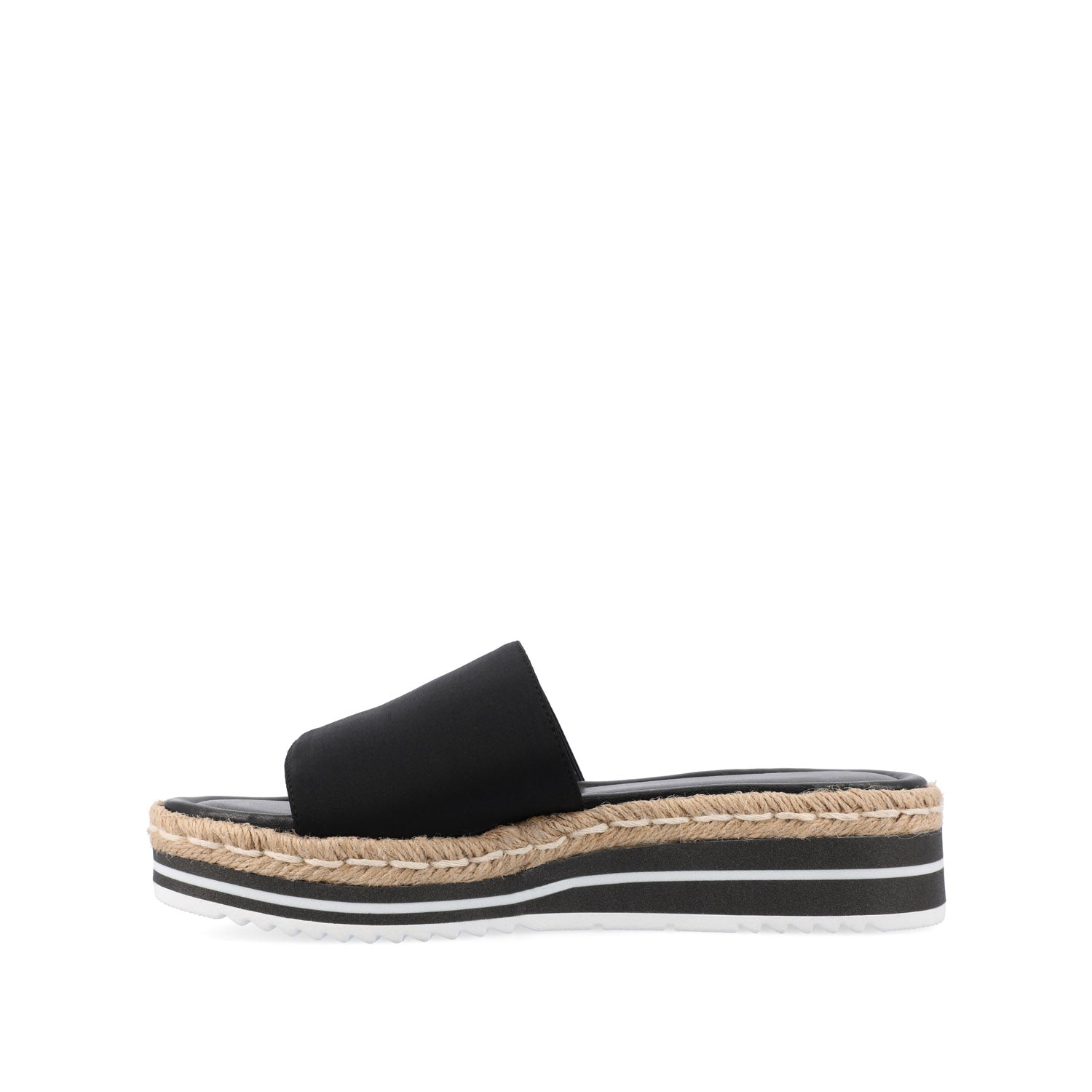 ROSEY ESPADRILLE WEDGE HEELED SLIDE SANDALS - Black Fabric