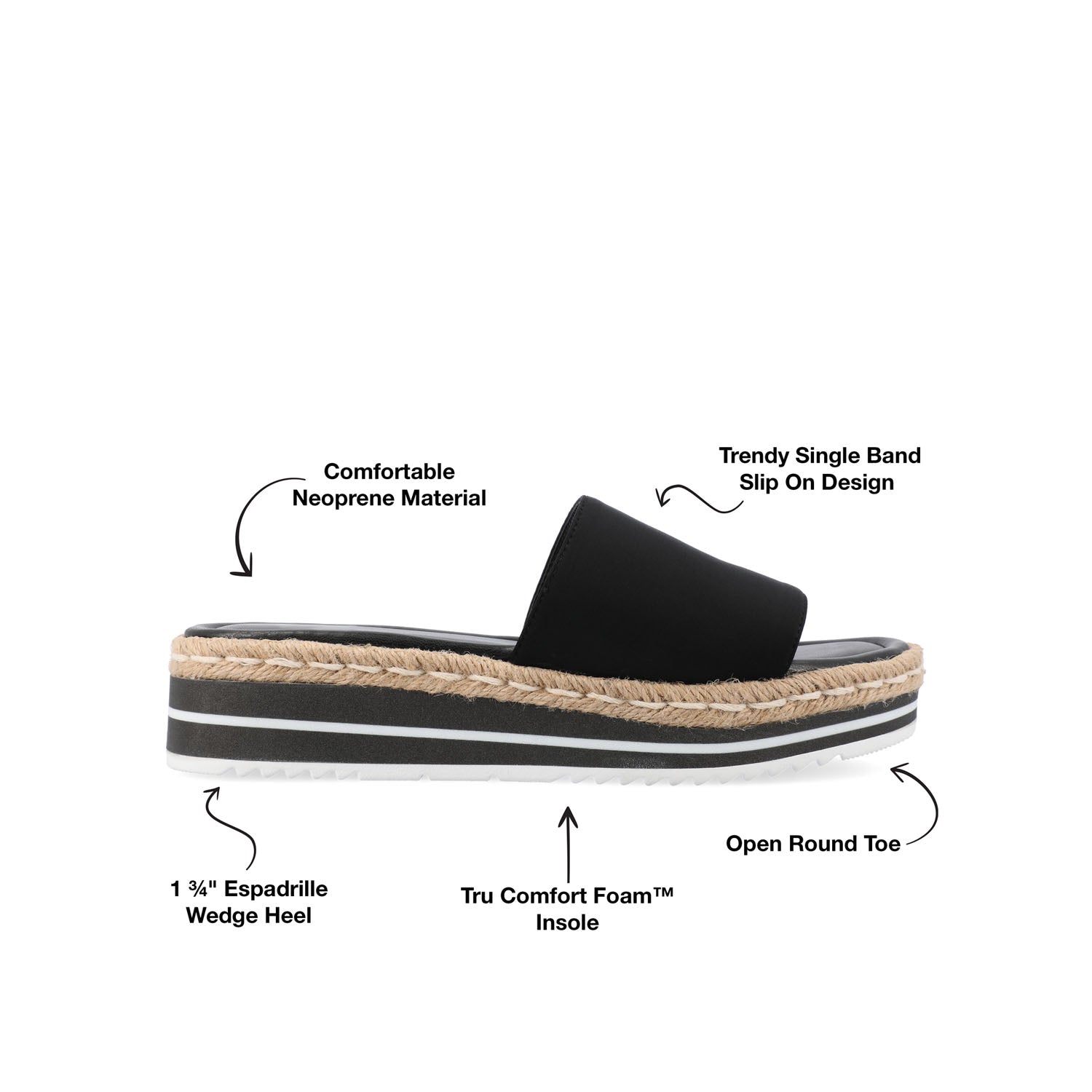 ROSEY ESPADRILLE WEDGE HEEL SANDALS IN WIDE - Black Fabric