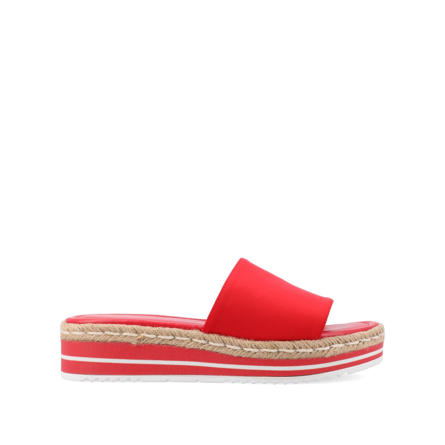 ROSEY ESPADRILLE WEDGE HEELED SLIDE SANDALS - Red