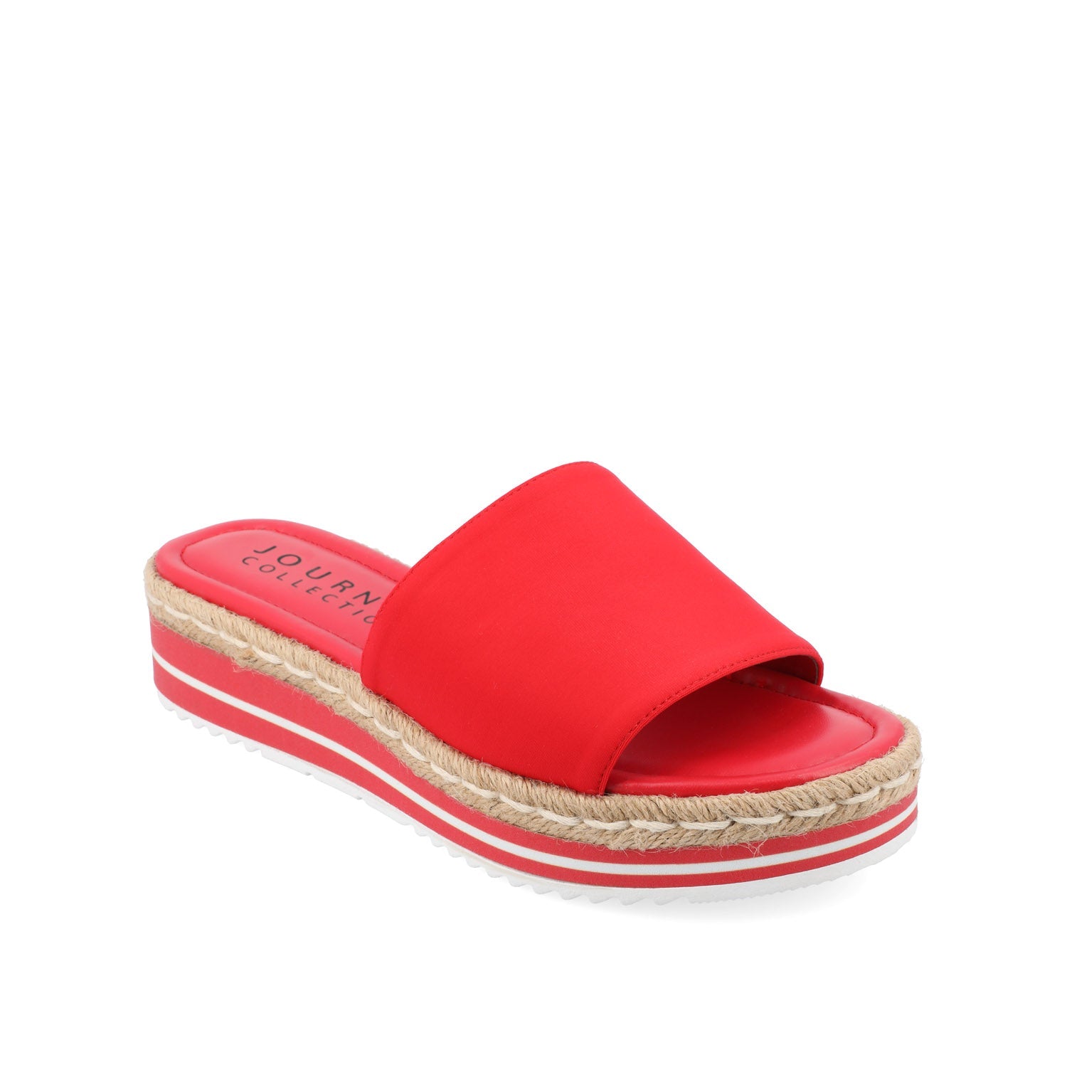 ROSEY ESPADRILLE WEDGE HEELED SLIDE SANDALS - Red